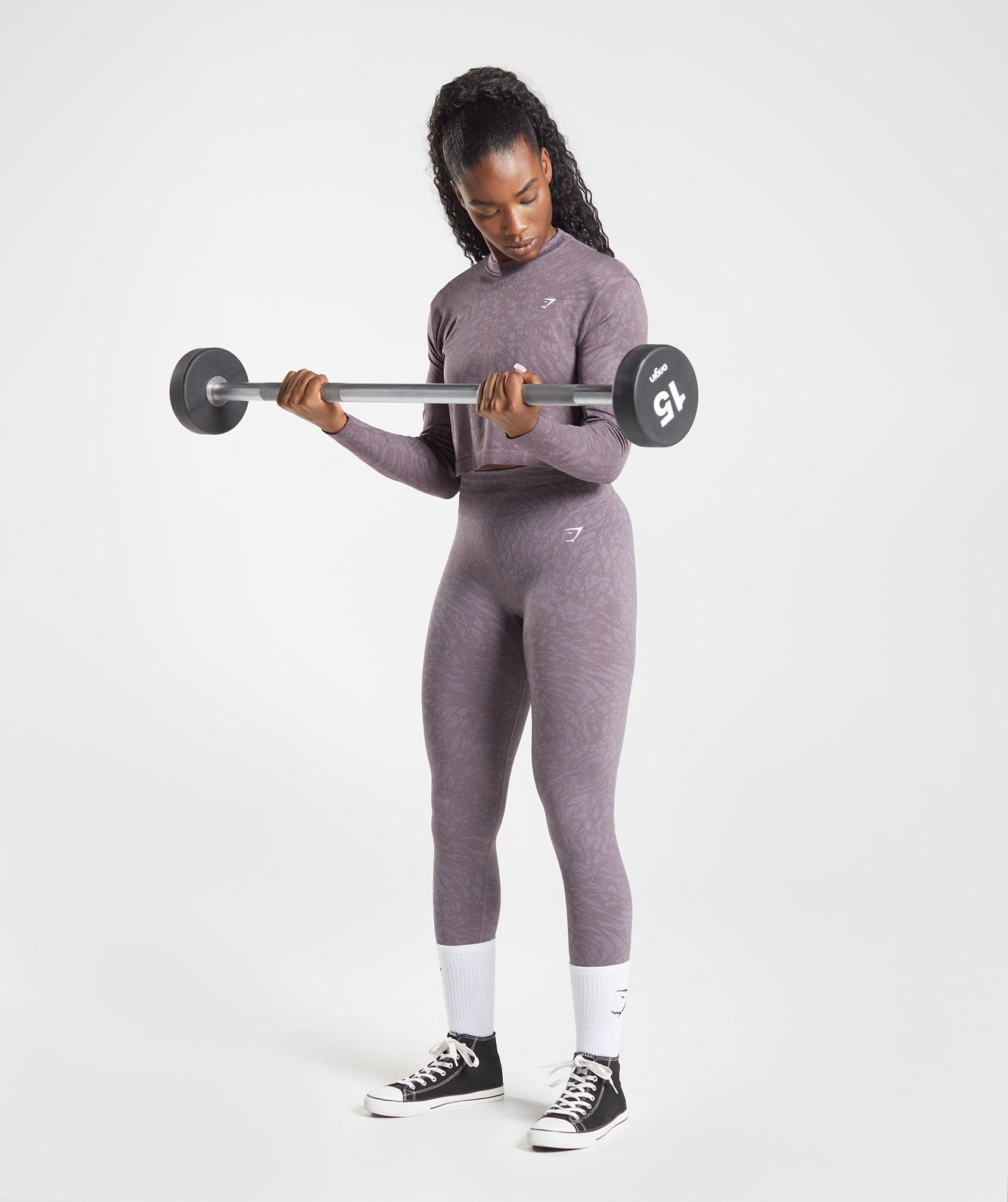 Purple Women's Gymshark Adapt Animal Seamless Long Sleeve Tops | EZDMTX-102