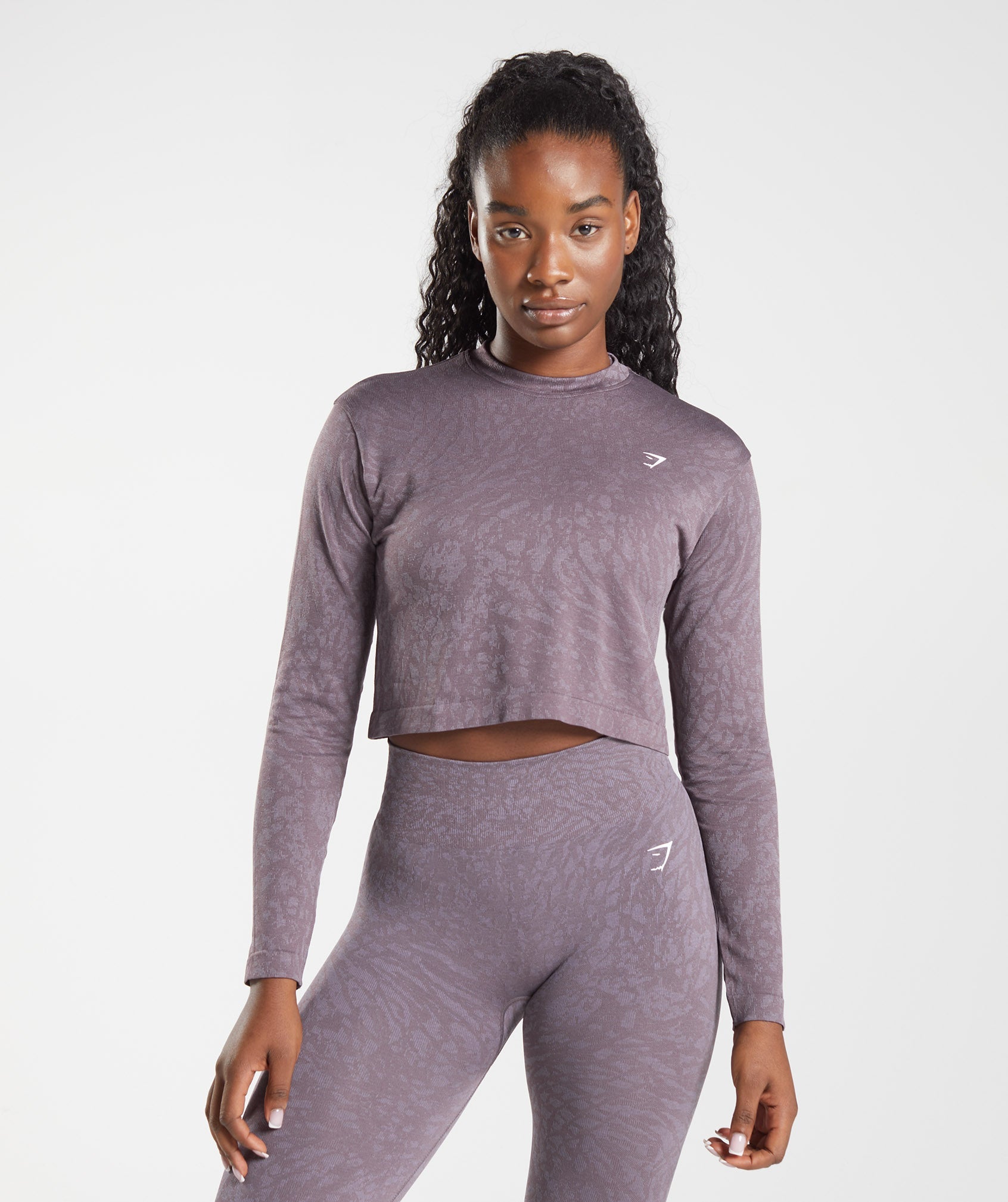 Purple Women\'s Gymshark Adapt Animal Seamless Long Sleeve Tops | EZDMTX-102