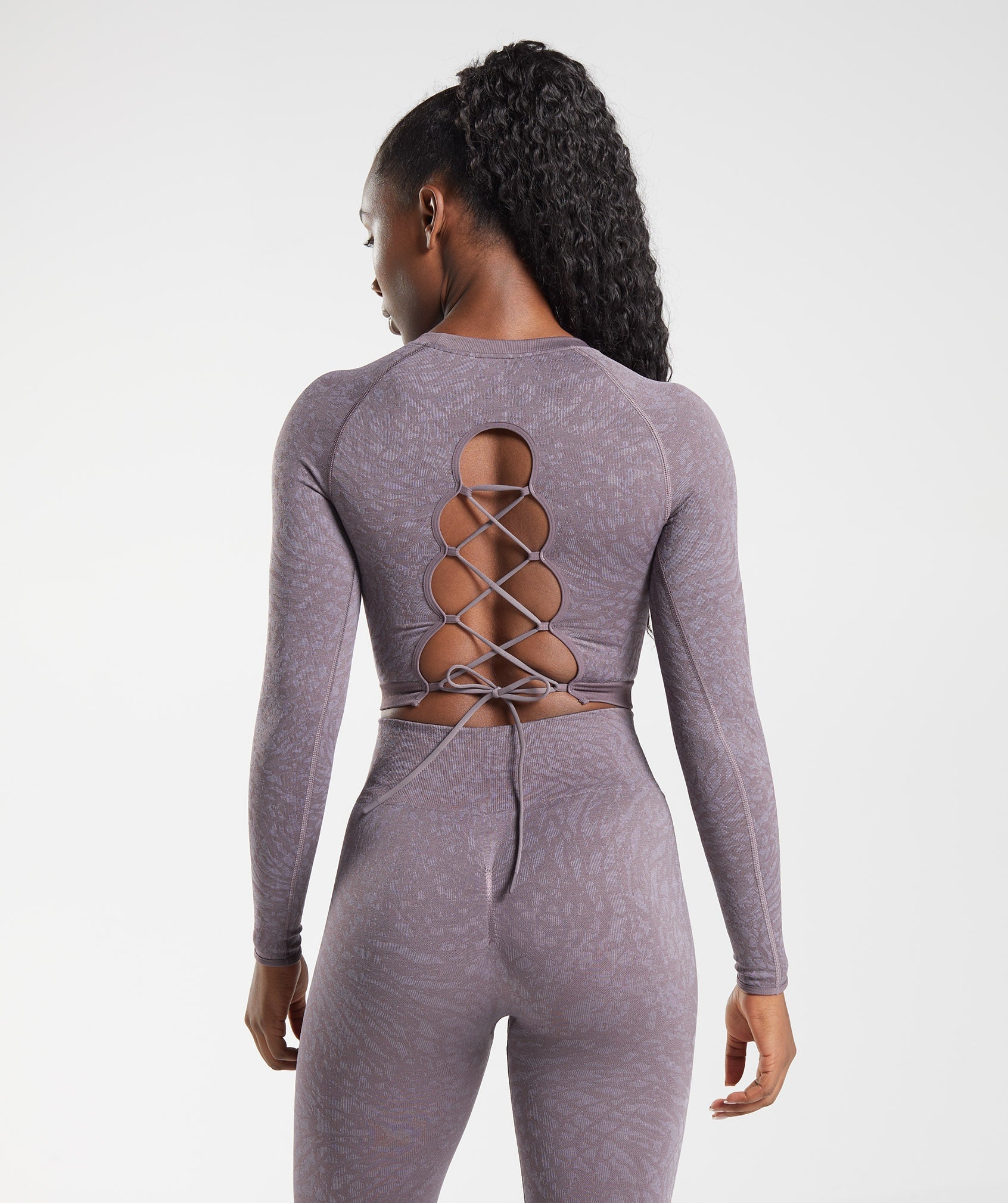 Purple Women\'s Gymshark Adapt Animal Seamless Lace Up Back Tops | WZHNOP-173