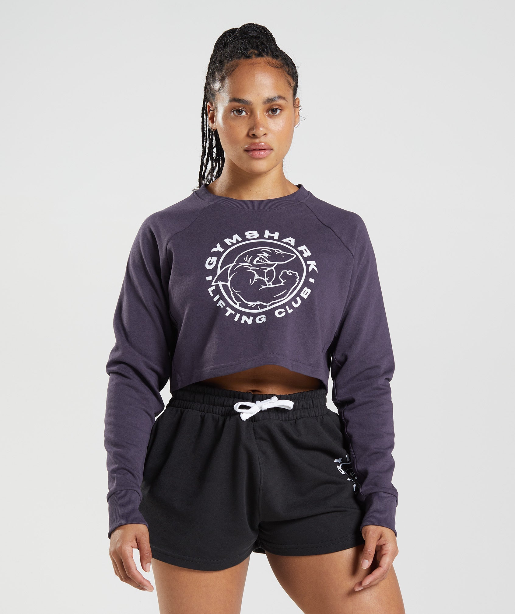 Purple Women\'s Gymshark Legacy Cropped Sweaters | EOTFNQ-951