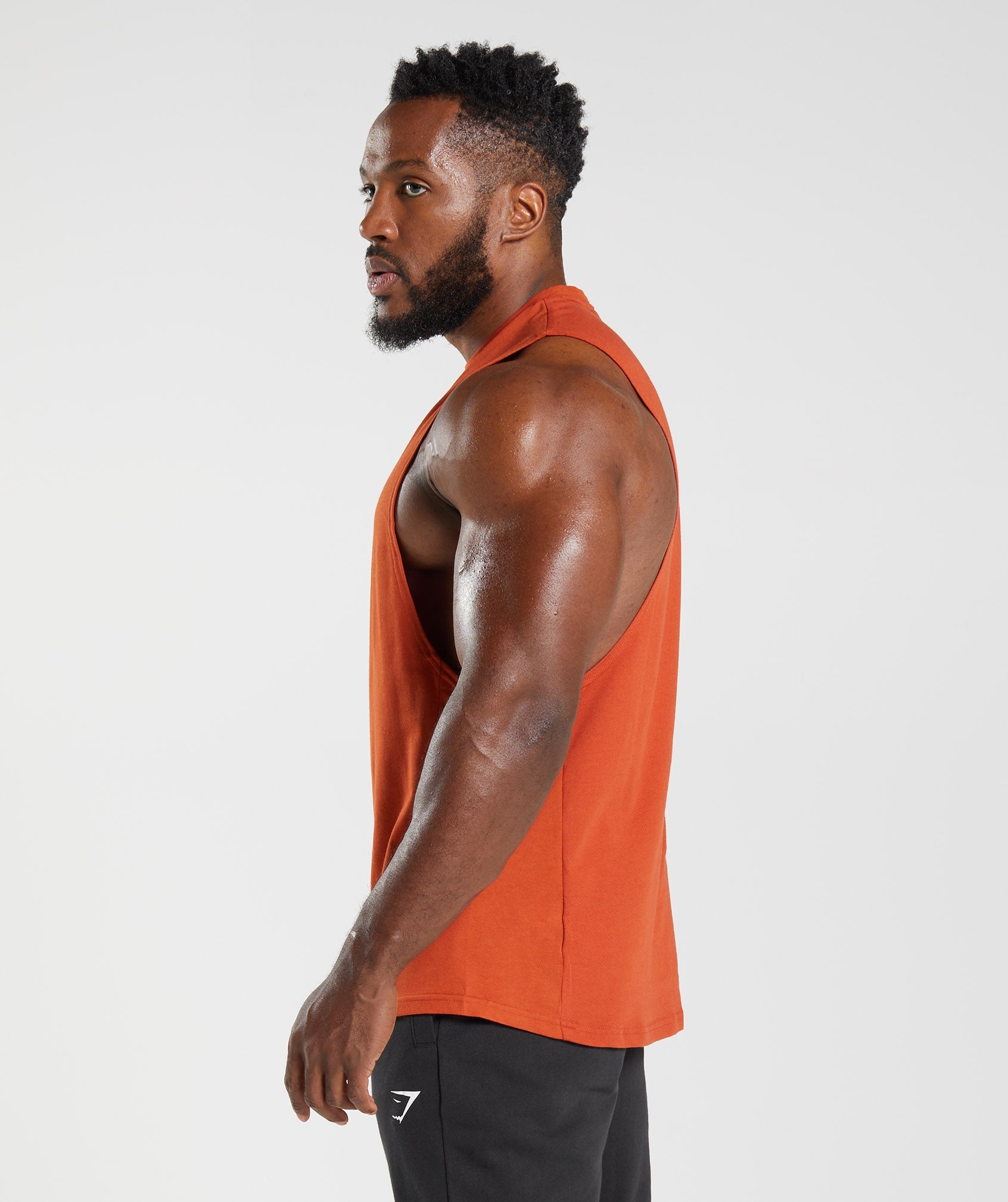 Red Men's Gymshark React Drop Arm Tanks | CDEYWJ-354