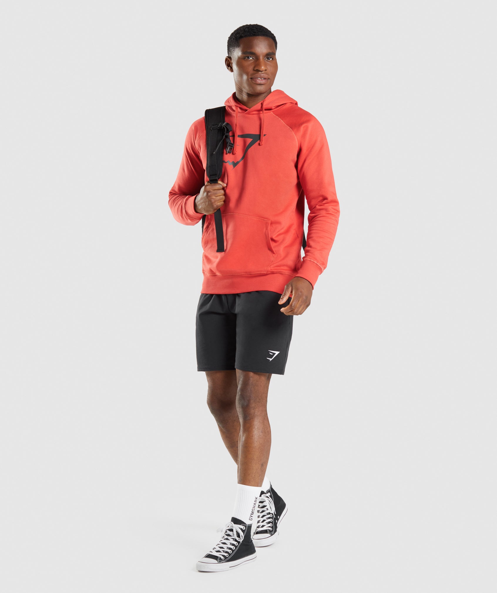 Red Men's Gymshark Sharkhead Infill Hoodie | QXKPRA-842