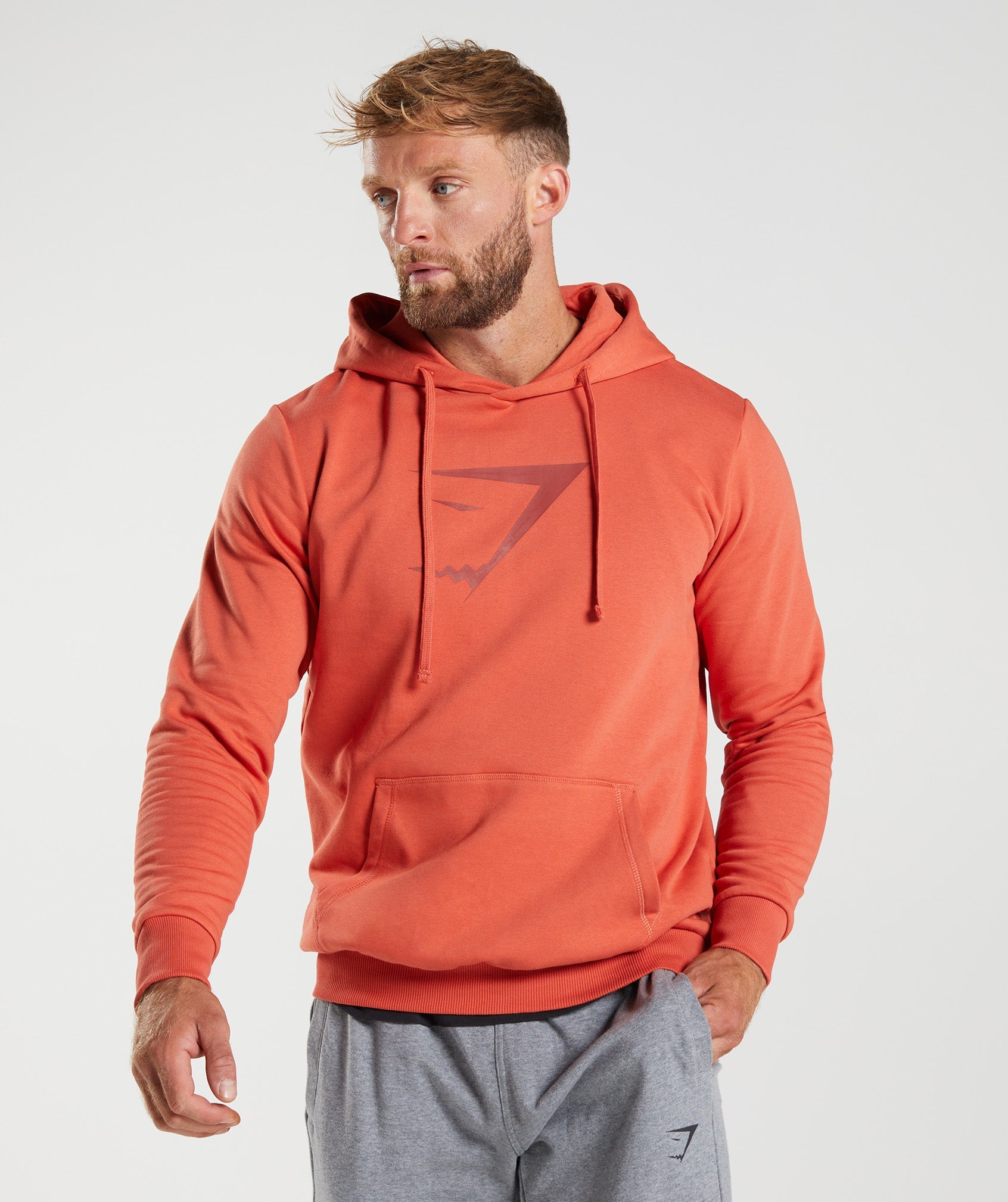 Red Men\'s Gymshark Sharkhead Infill Hoodie | RTNXOA-842