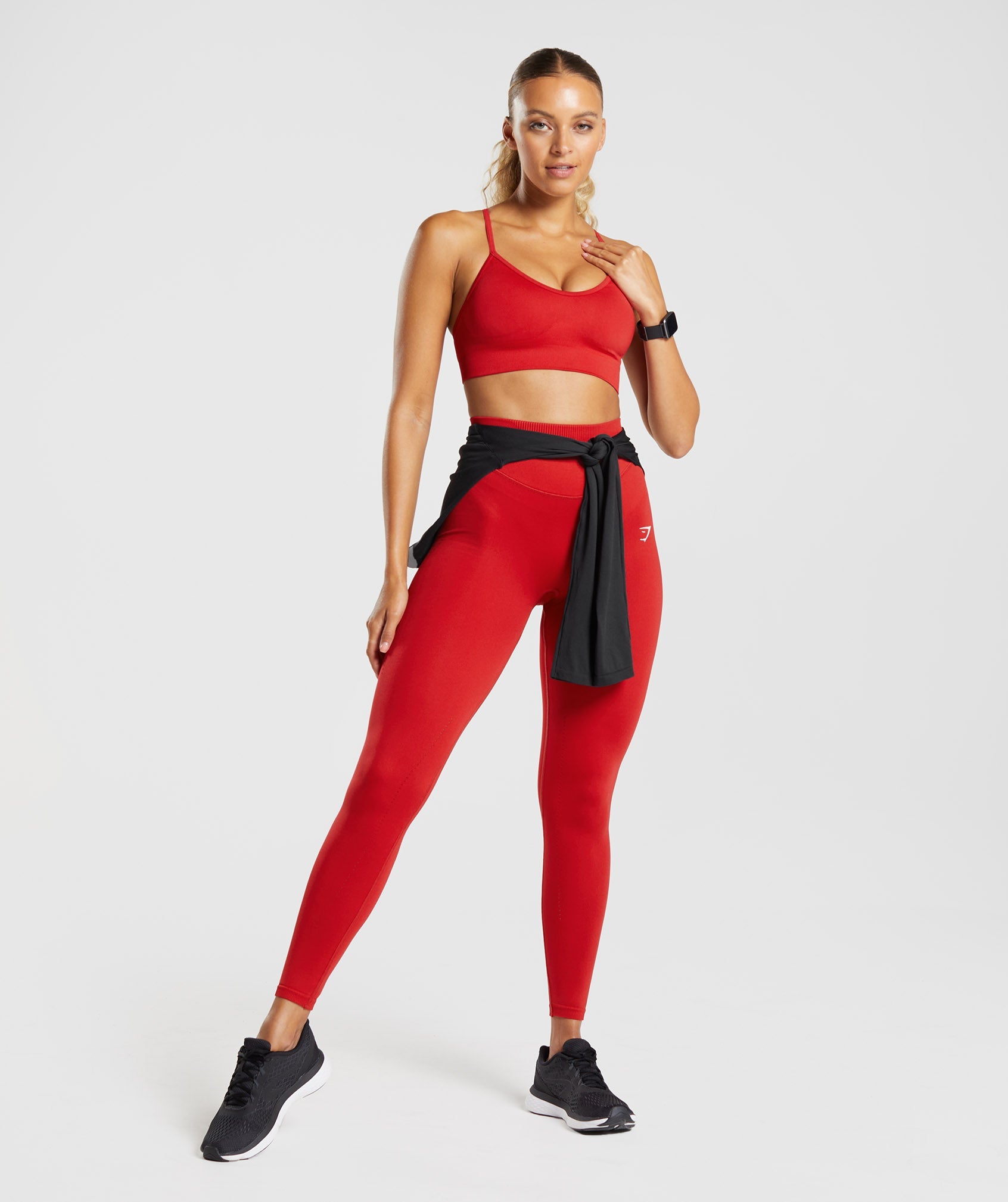 Red Women's Gymshark Sweat Seamless Sports Bra | EXDWIT-602