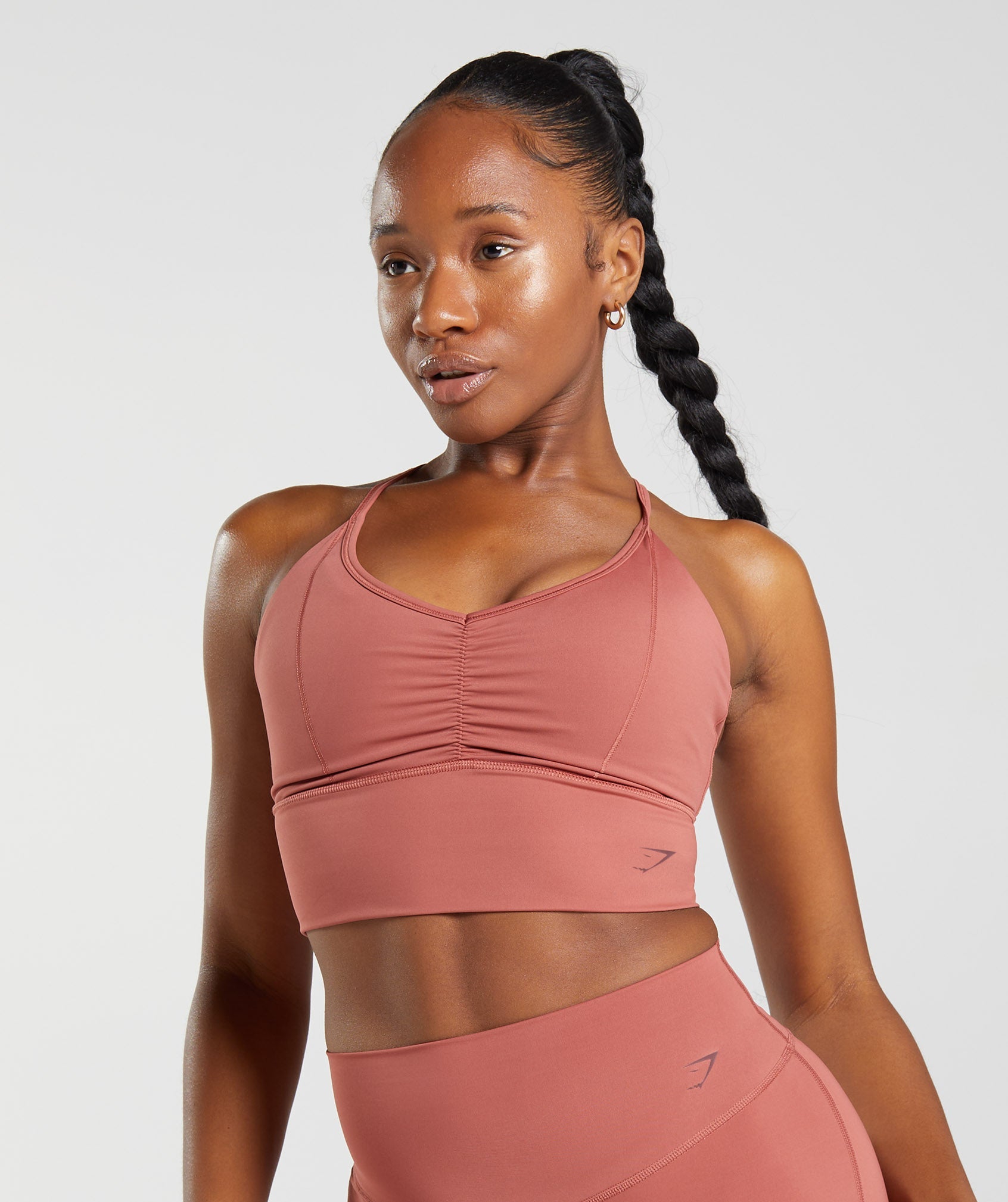 Rose Brown Women\'s Gymshark Elevate Longline Sports Bra | FLINTQ-254