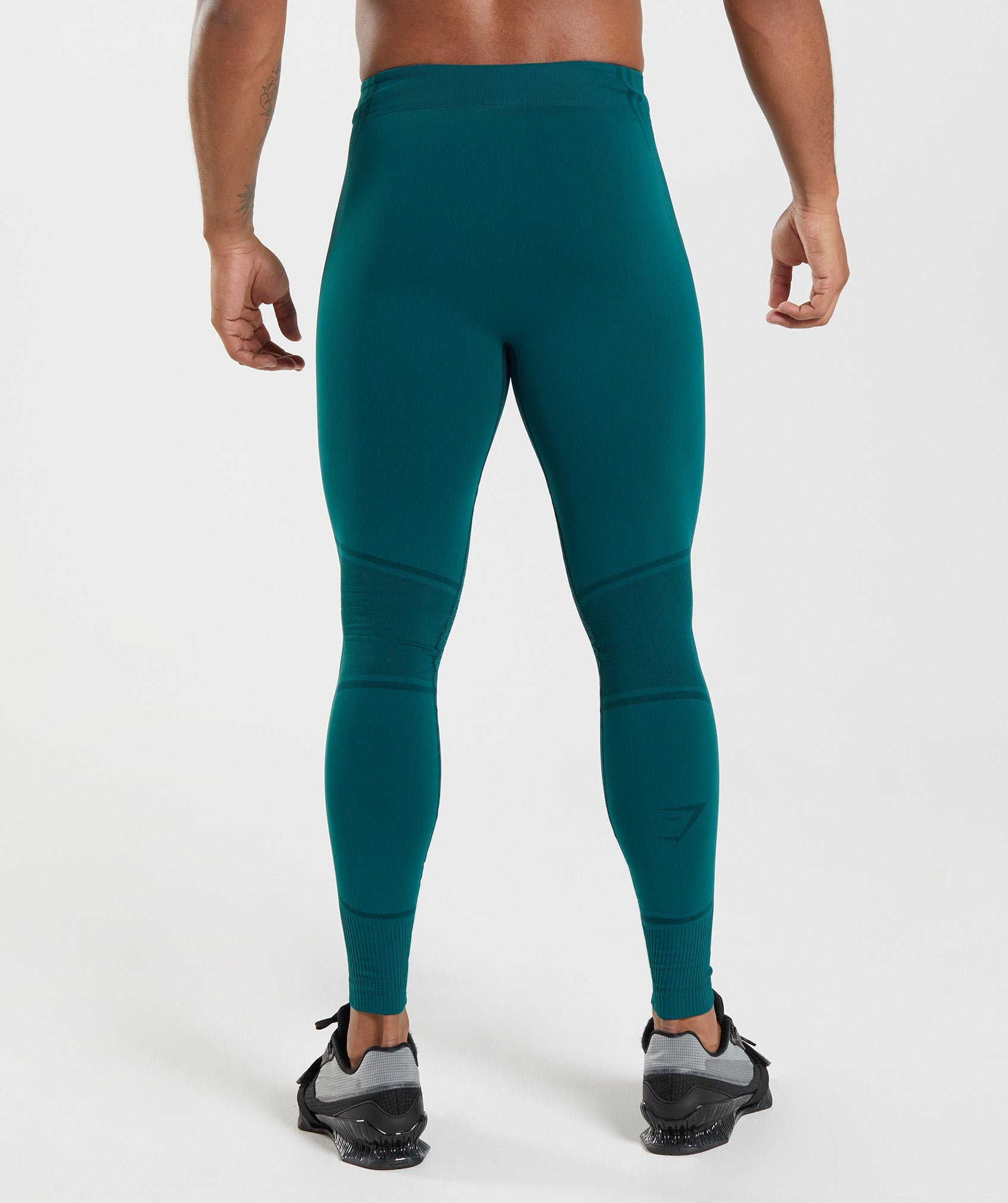 Turquoise / Black Men's Gymshark 315 Seamless Tights Leggings | ELXVTN-215