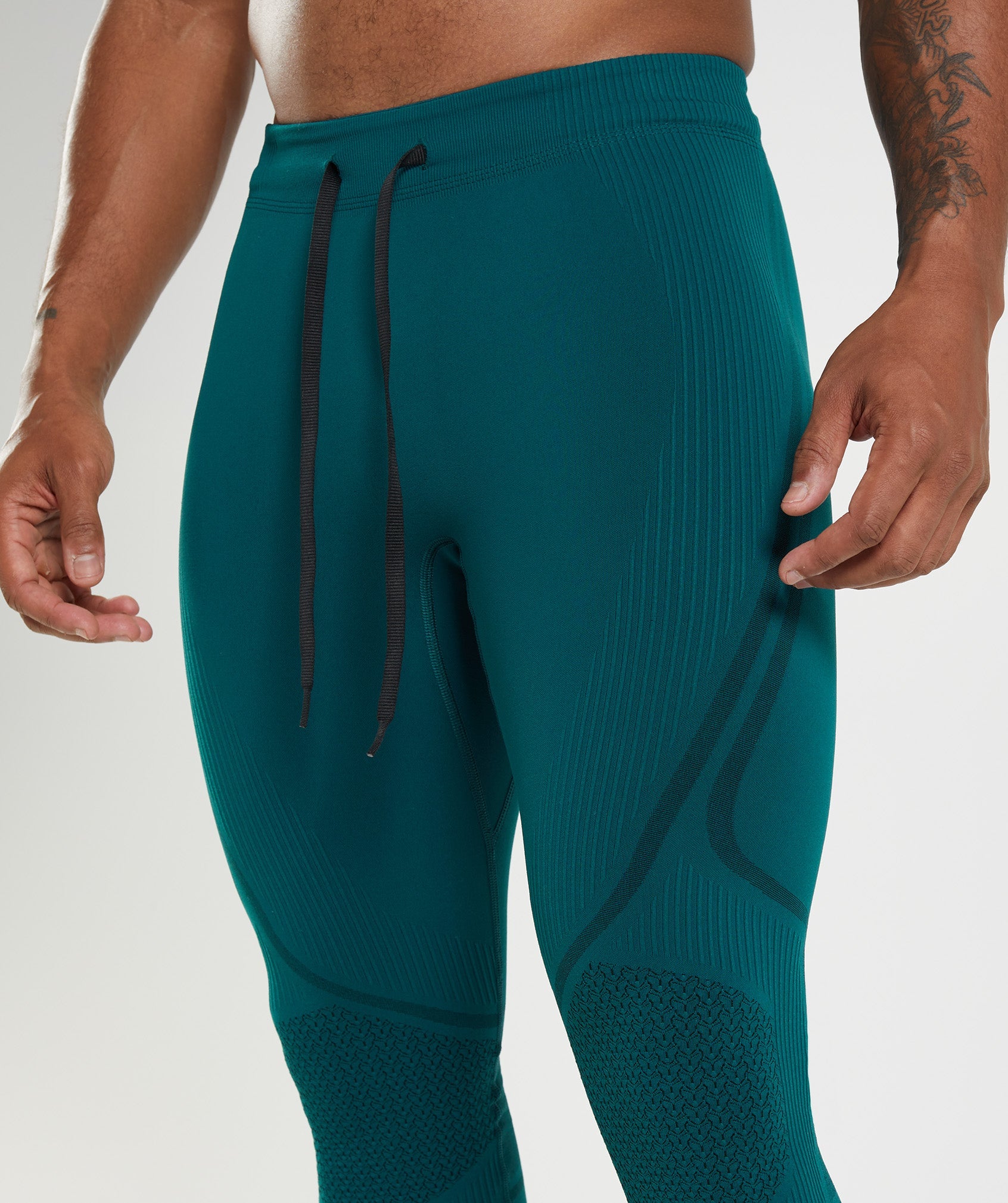 Turquoise / Black Men's Gymshark 315 Seamless Tights Leggings | ELXVTN-215