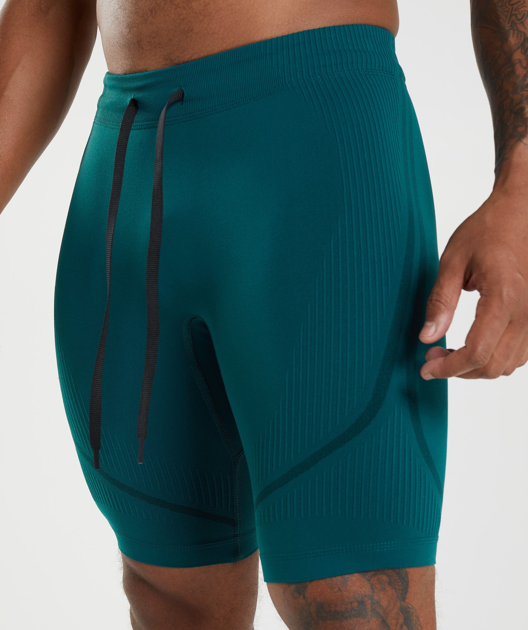 Turquoise / Black Men's Gymshark 315 Seamless 1/2 Shorts | IKDWSF-361