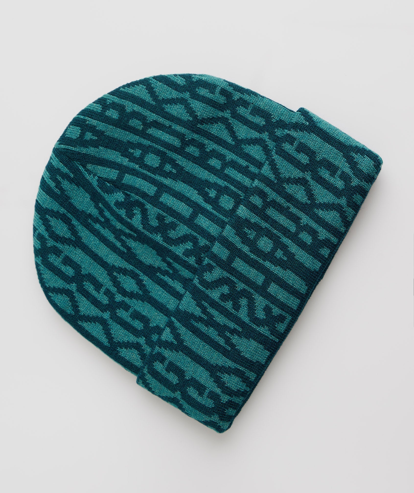 Turquoise / Blue Men\'s Gymshark Reversable Jacquard Beanie Hats | QBUFEH-754