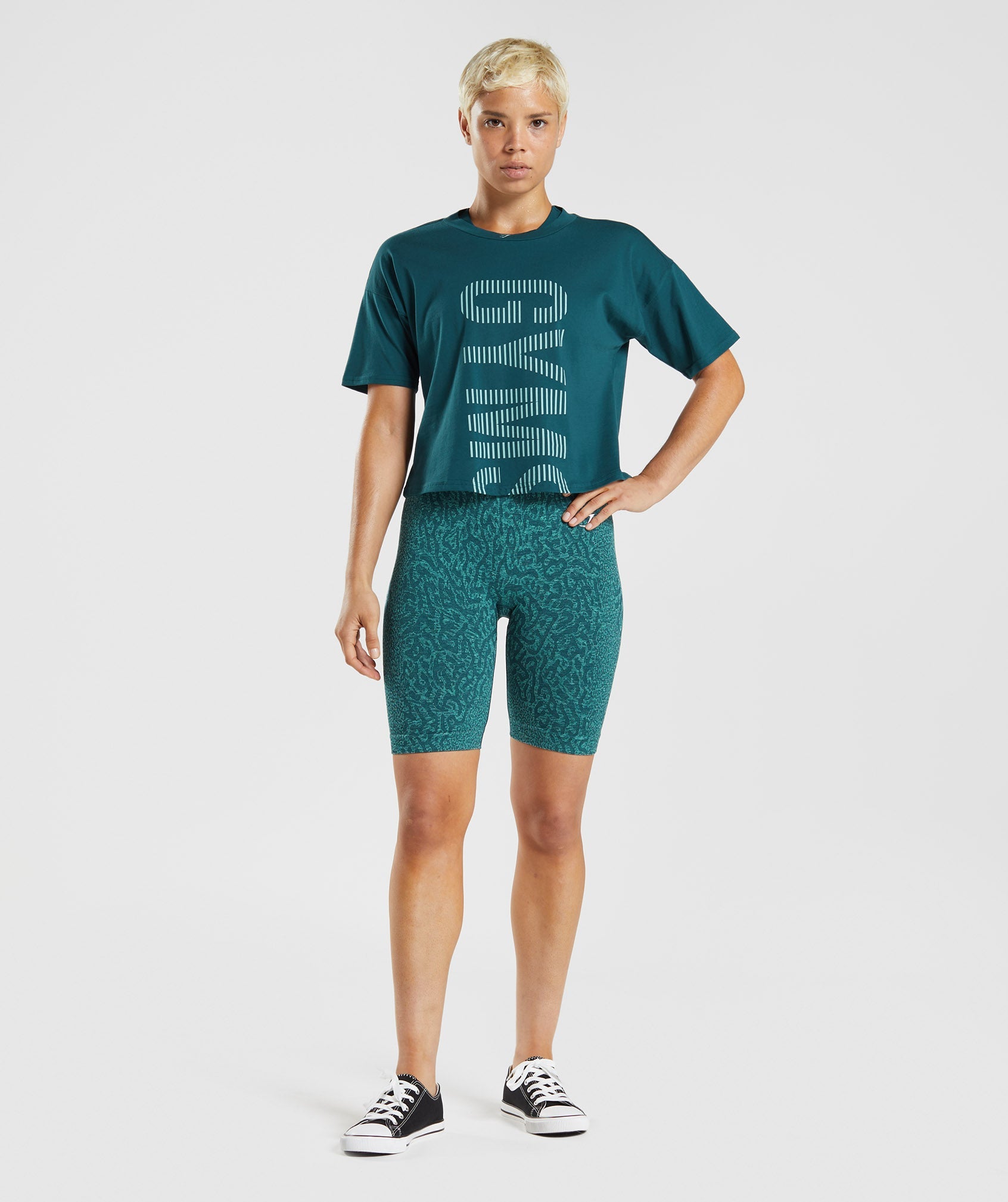 Turquoise / Blue Women's Gymshark 315 Midi T Shirts | ZJDOHA-683