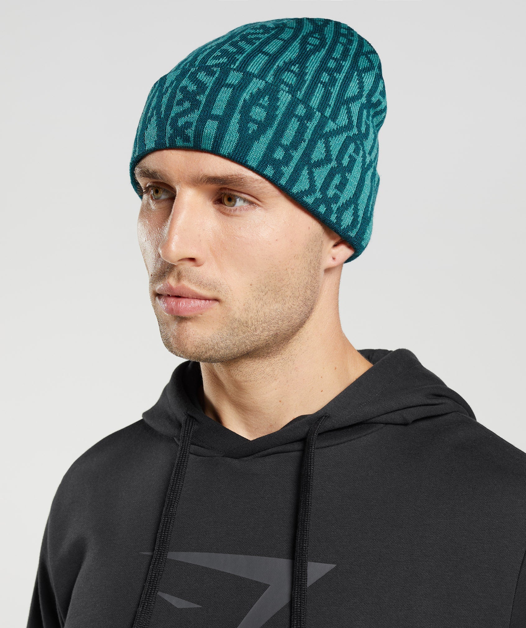 Turquoise / Blue Women's Gymshark Reversable Jacquard Beanie Hats | ZHYIJX-508