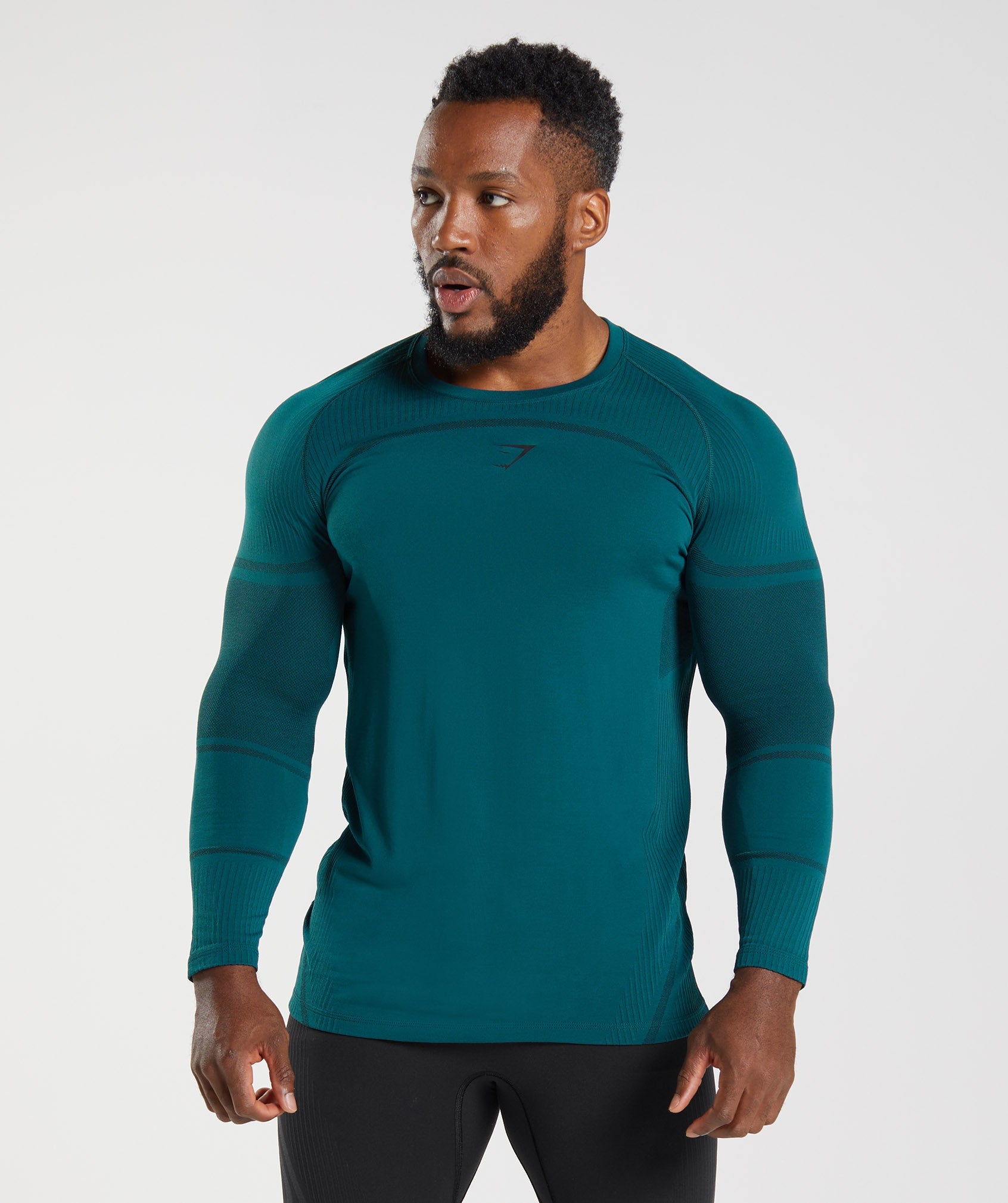 Turquoise Men\'s Gymshark 315 LS Seamless T Shirts | ATZYCJ-164