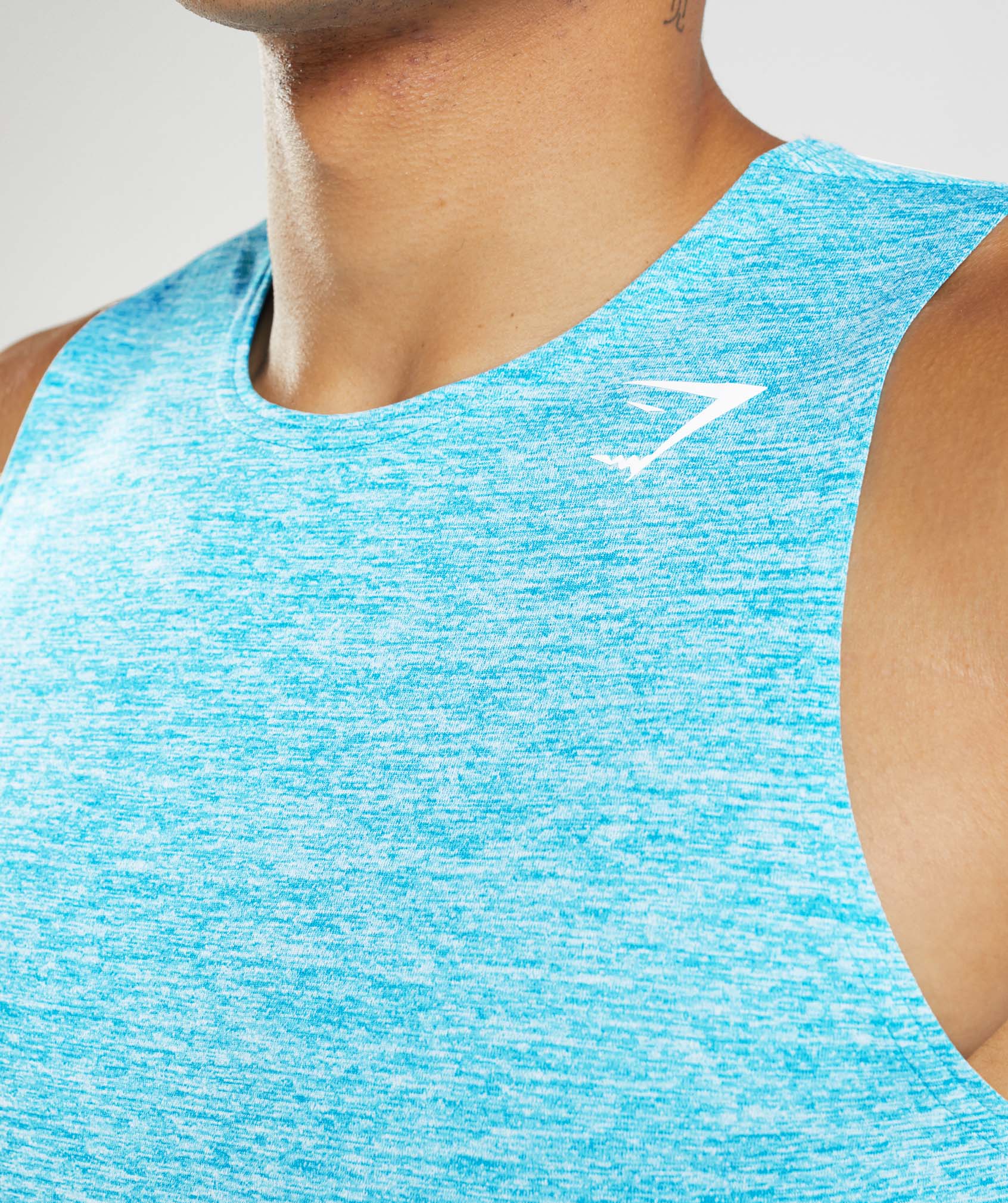 Turquoise Men's Gymshark Arrival Slim Marl Tanks | LYPFSM-923