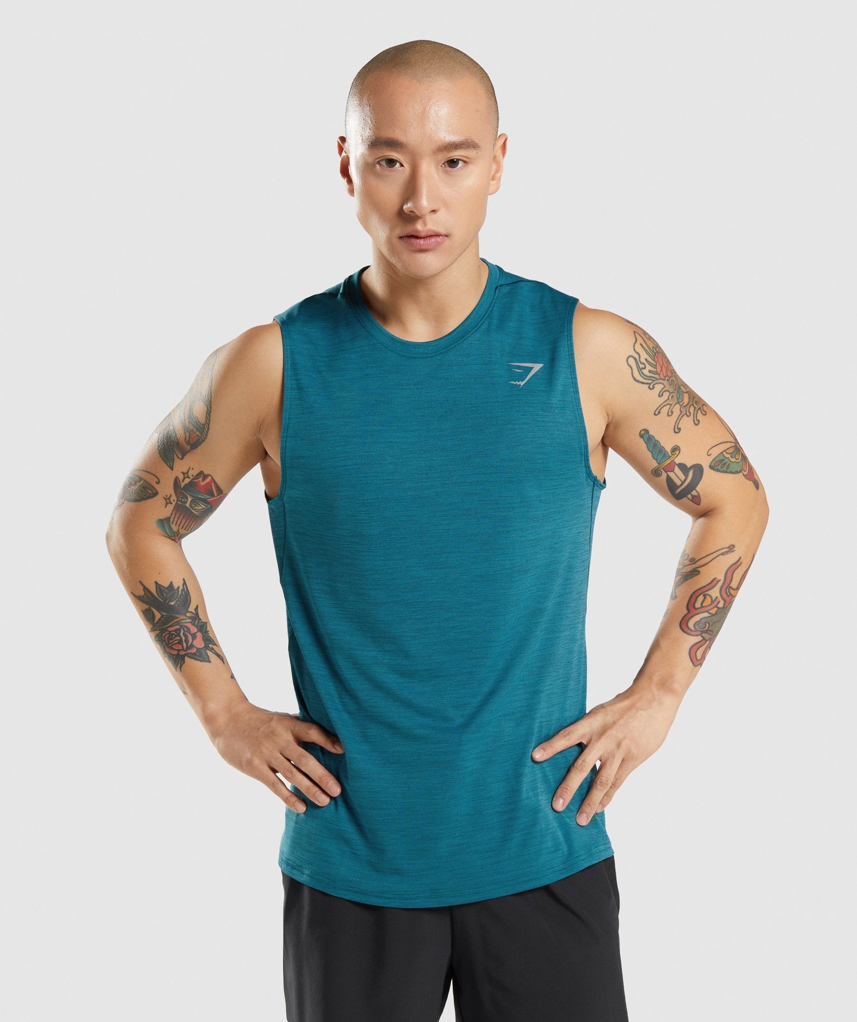 Turquoise Men\'s Gymshark Speed Tanks | USAOZV-137