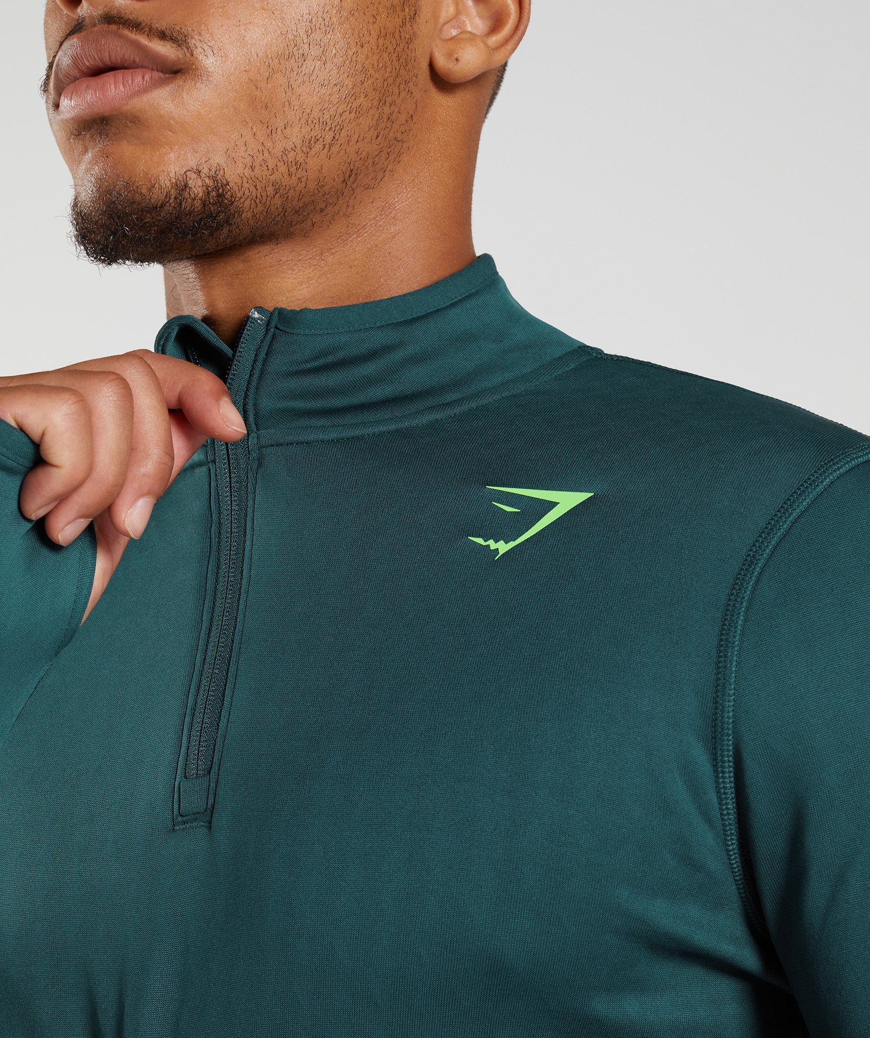 Turquoise Men's Gymshark Sport 1/4 Zip Tops | LBGPVX-167