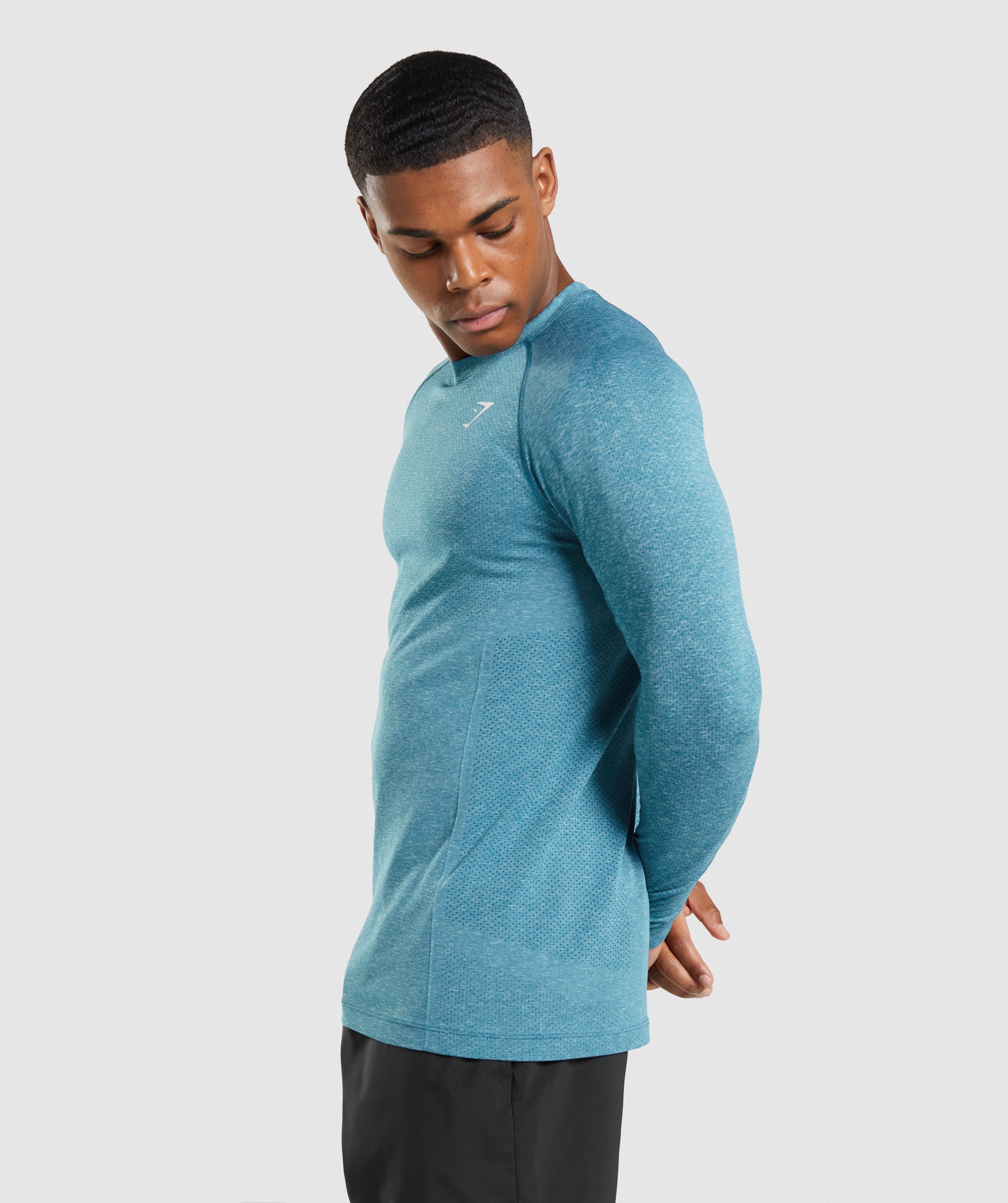 Turquoise Men's Gymshark Vital Seamless Light Long Sleeve T Shirts | RMAUOD-856