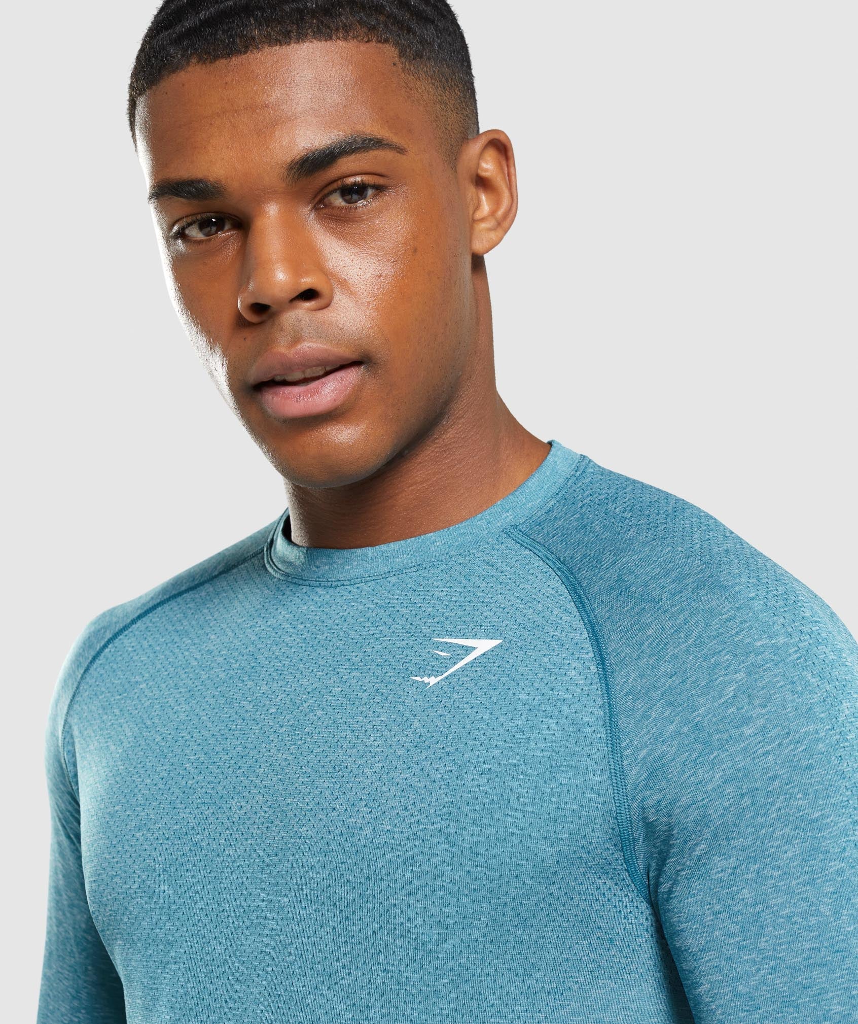 Turquoise Men's Gymshark Vital Seamless Light Long Sleeve T Shirts | RMAUOD-856