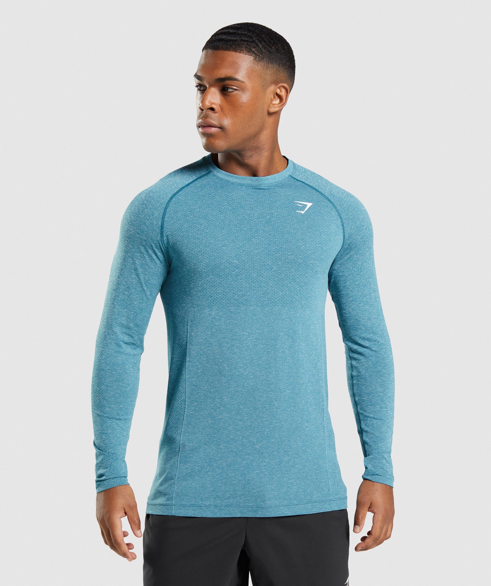 Turquoise Men\'s Gymshark Vital Seamless Light Long Sleeve T Shirts | RMAUOD-856