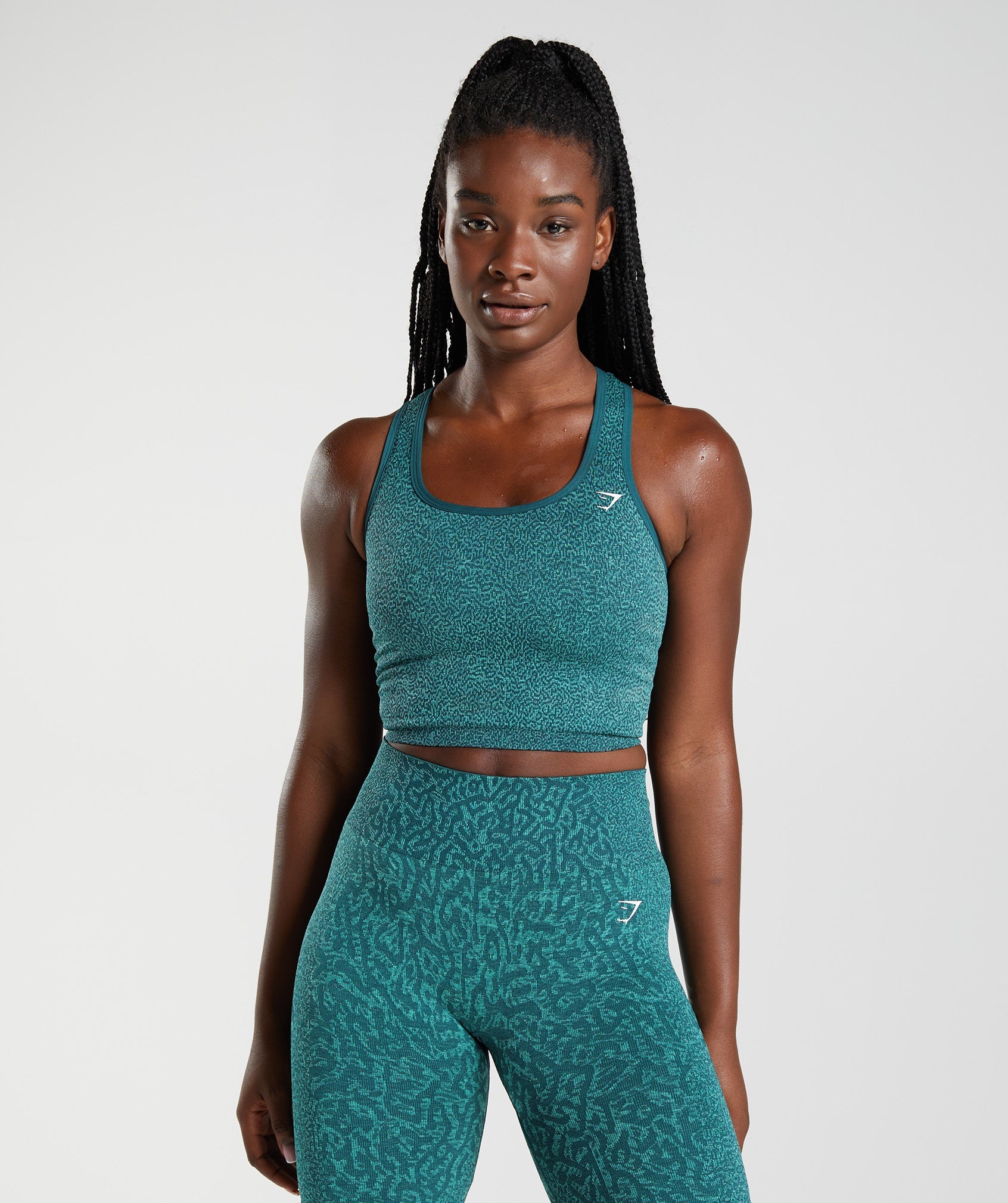 Turquoise Women\'s Gymshark Adapt Animal Seamless Crop Tanks | DLUITE-458