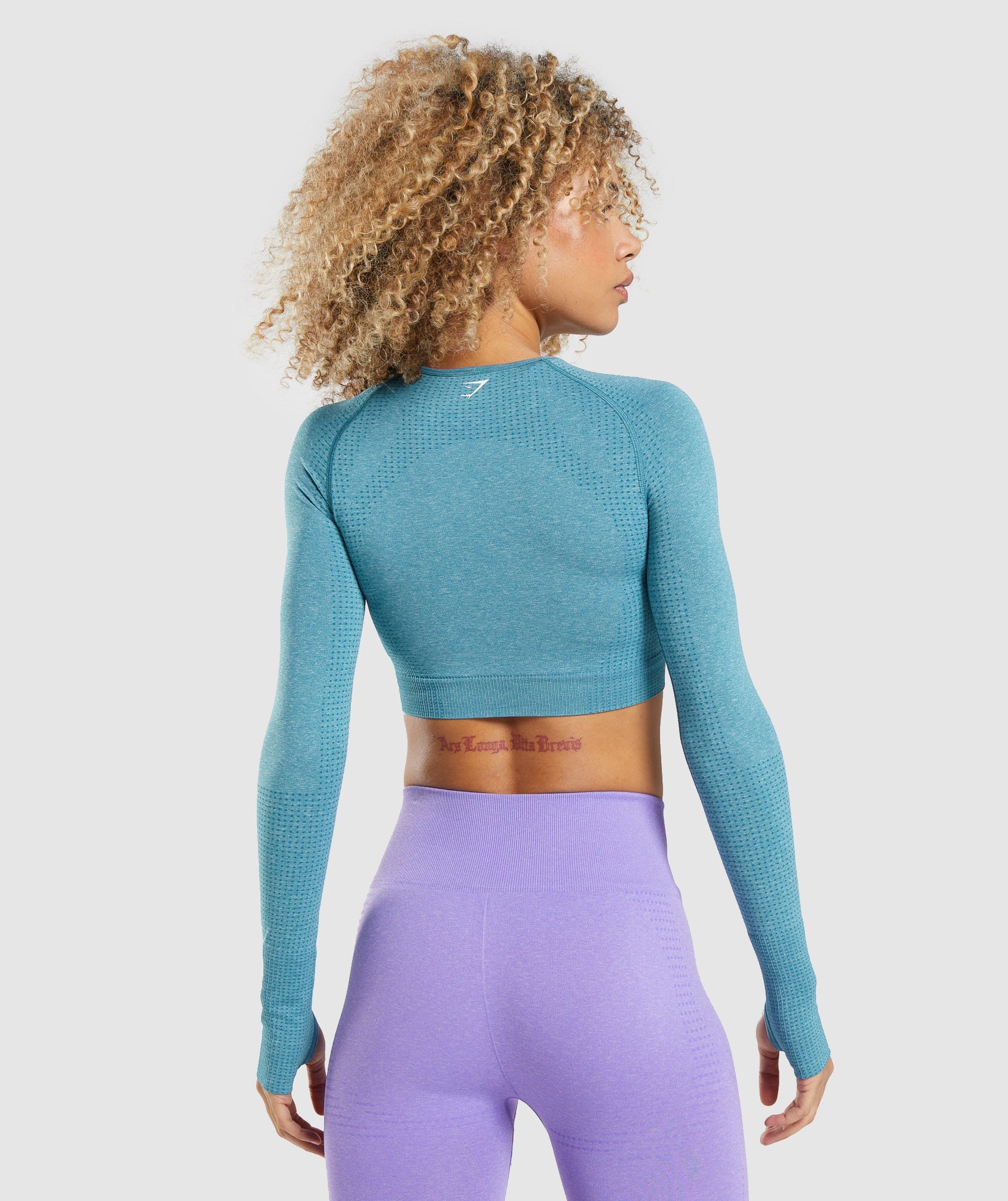 Turquoise Women's Gymshark Vital Seamless 2.0 Long Sleeve Crop Tops | QSFCMD-503