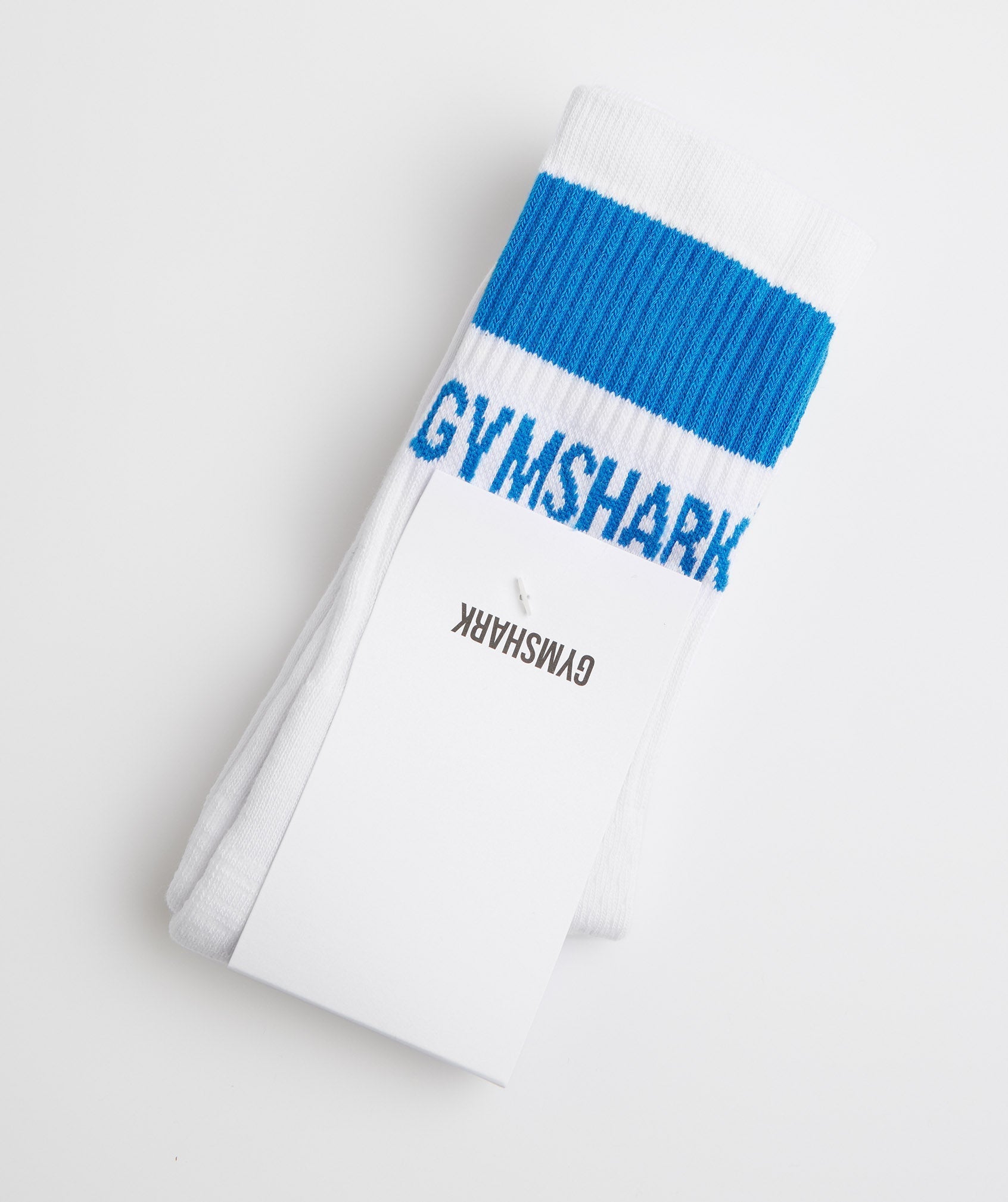 White / Blue Men's Gymshark Premium Jacquard Single Socks | WPAFTS-640