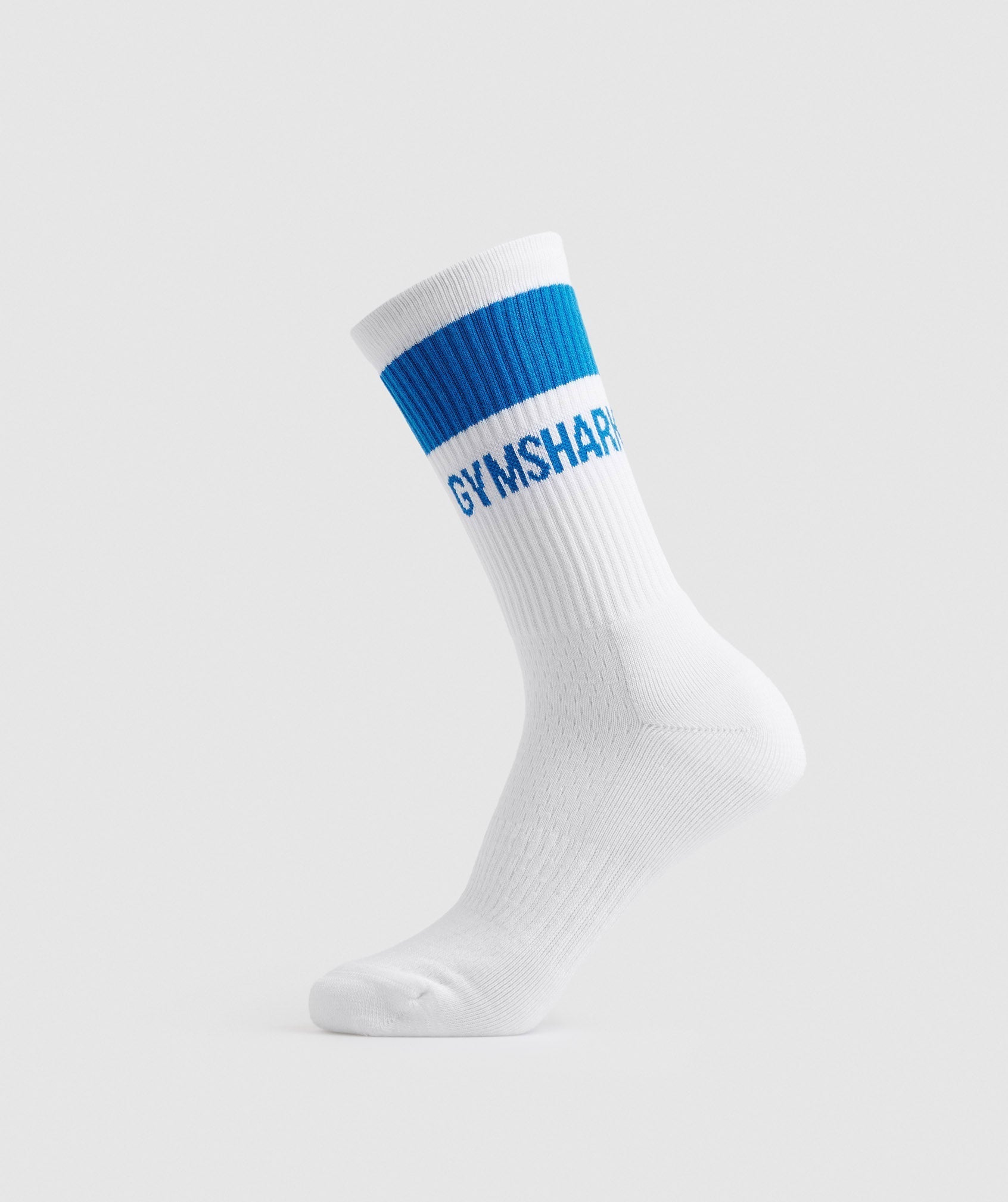 White / Blue Men\'s Gymshark Premium Jacquard Single Socks | WPAFTS-640