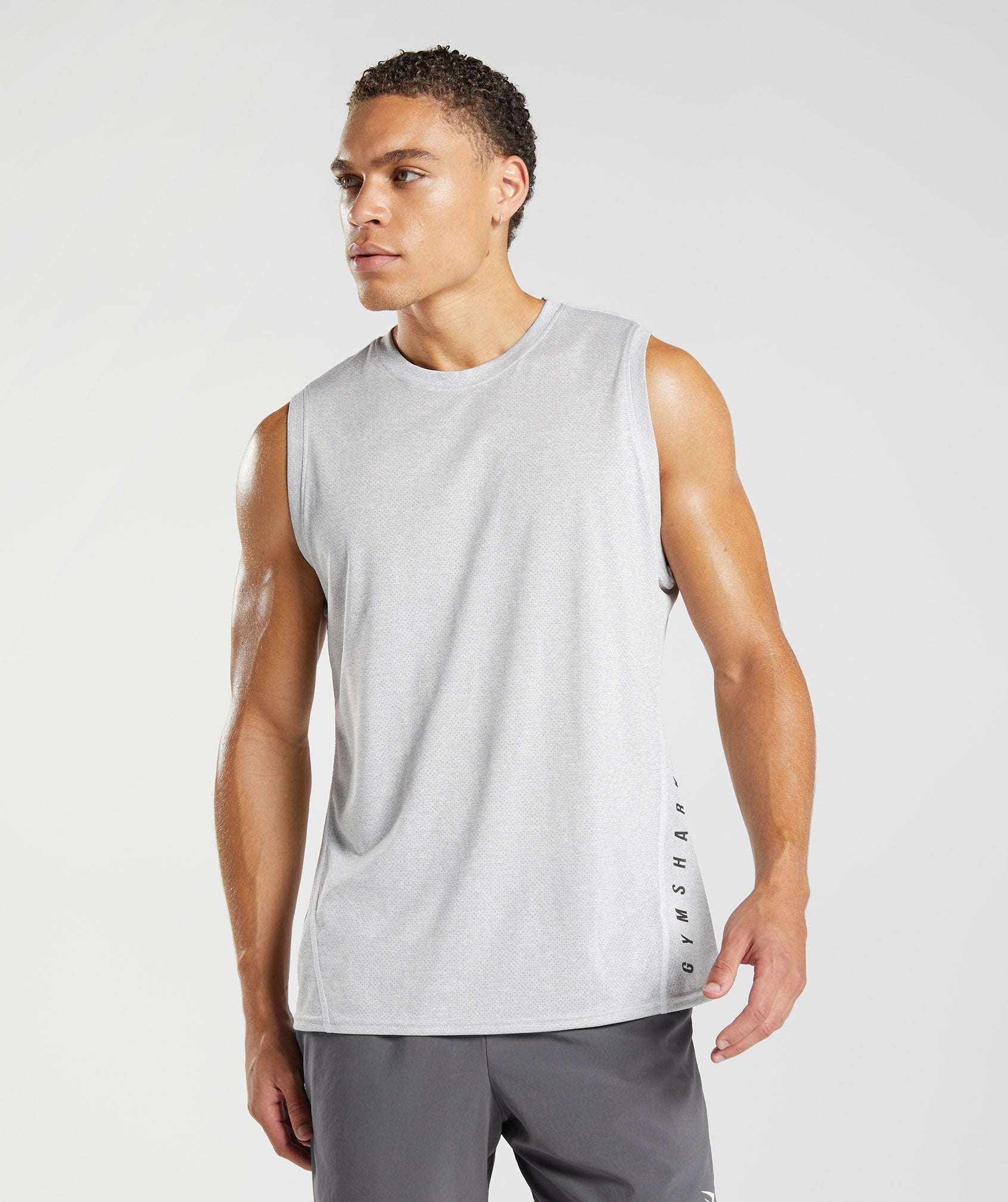 White / Grey Men\'s Gymshark Sport Tanks | ZOGWDH-862