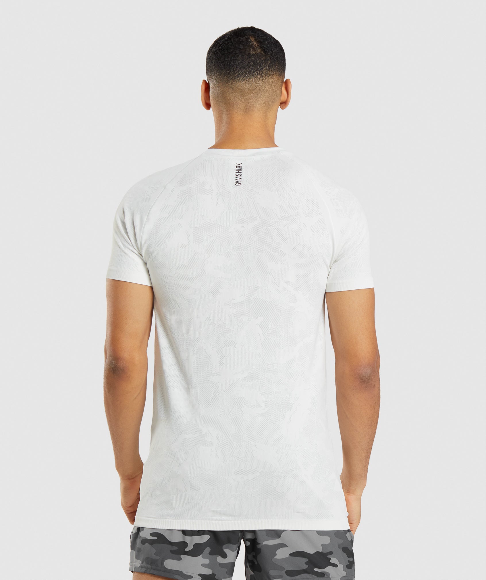 White / Light Grey Men's Gymshark Geo Seamless T Shirts | KERAOD-301