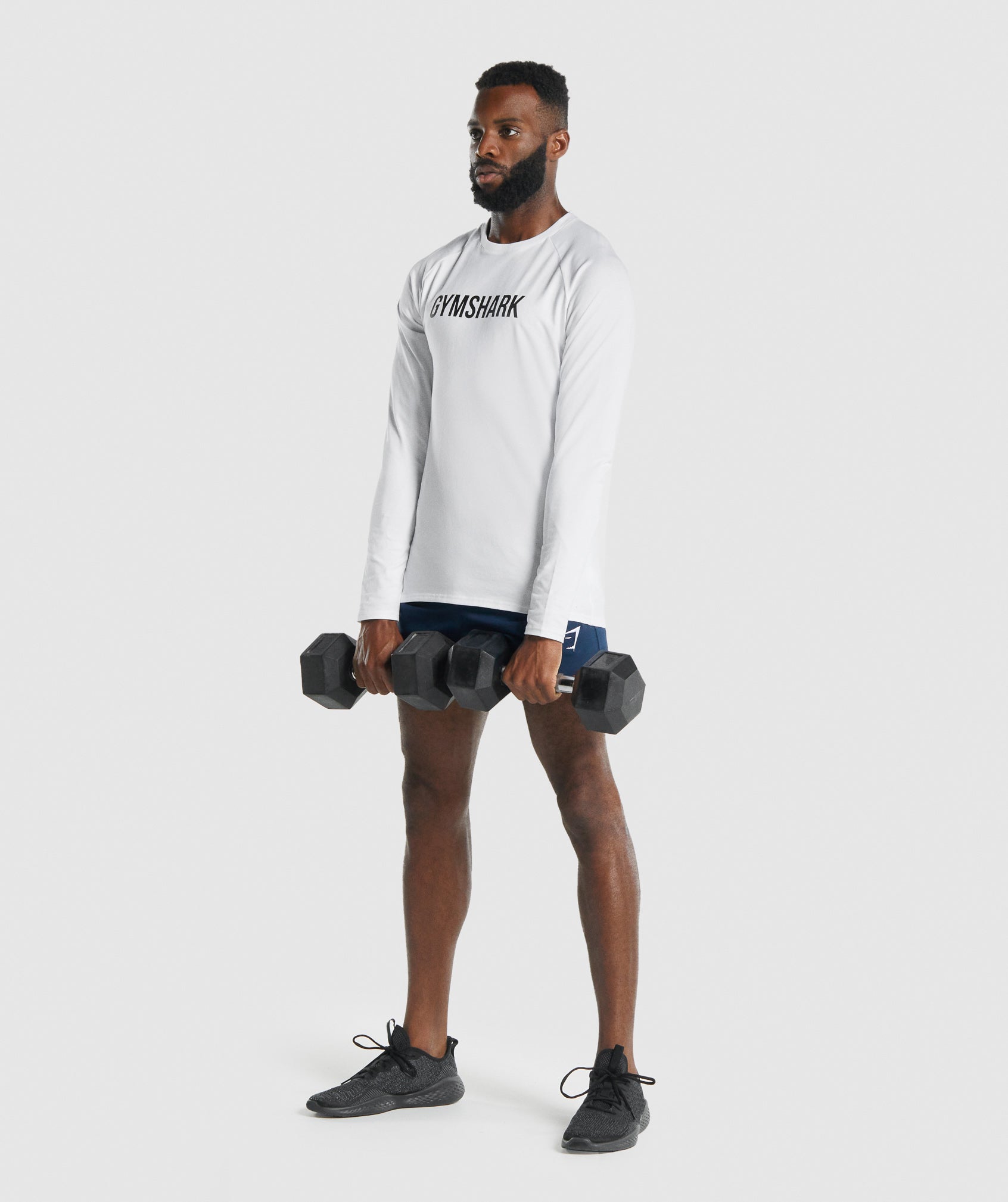 White Men's Gymshark Apollo Long Sleeve T Shirts | AQYULP-039