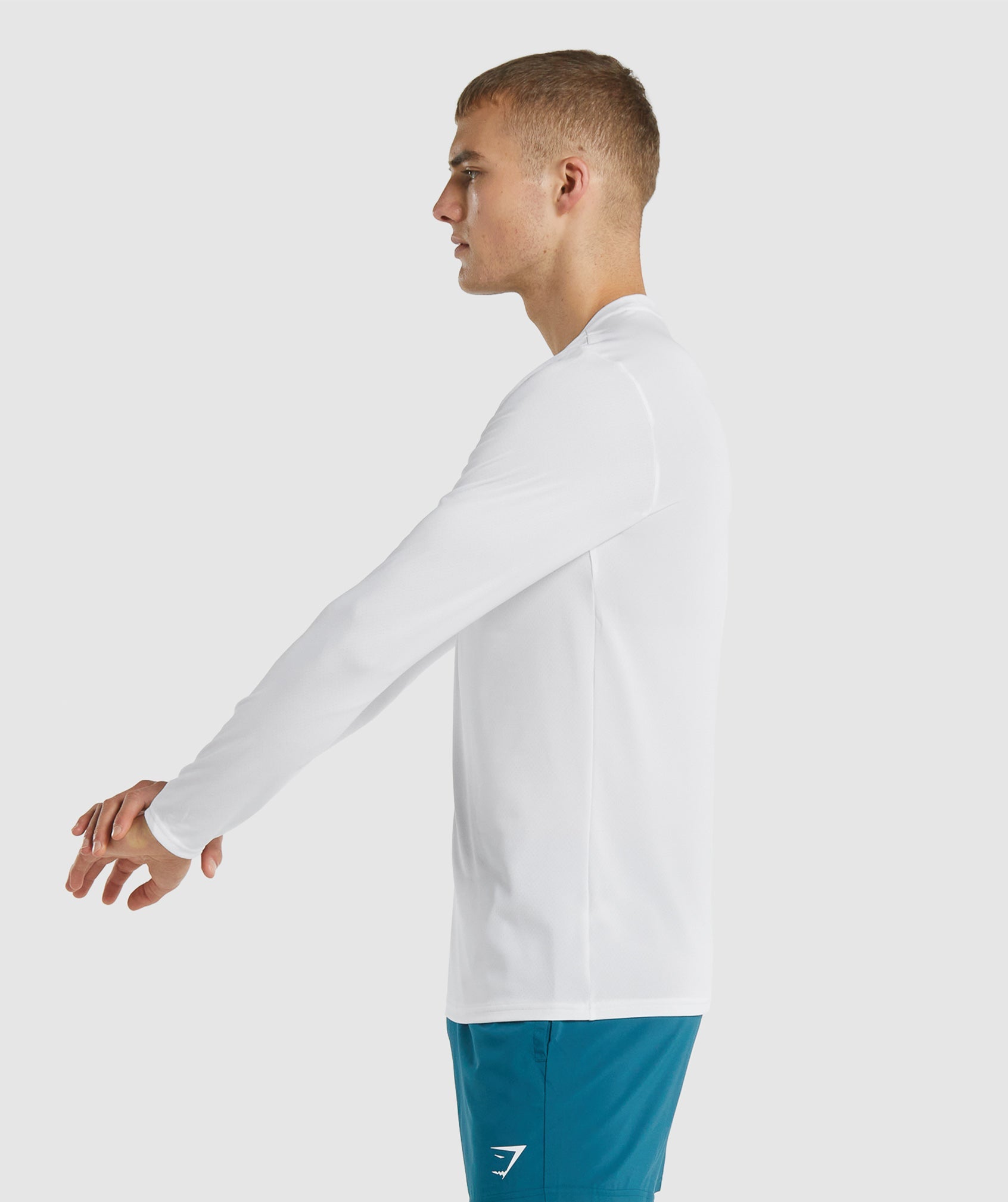 White Men's Gymshark Arrival Long Sleeve T Shirts | QWKZVS-073