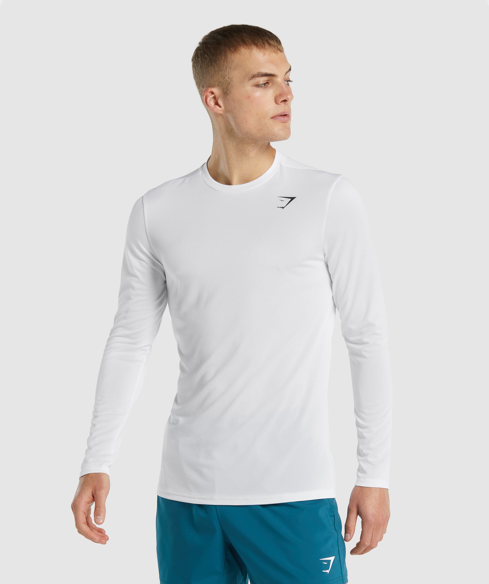 White Men\'s Gymshark Arrival Long Sleeve T Shirts | QWKZVS-073