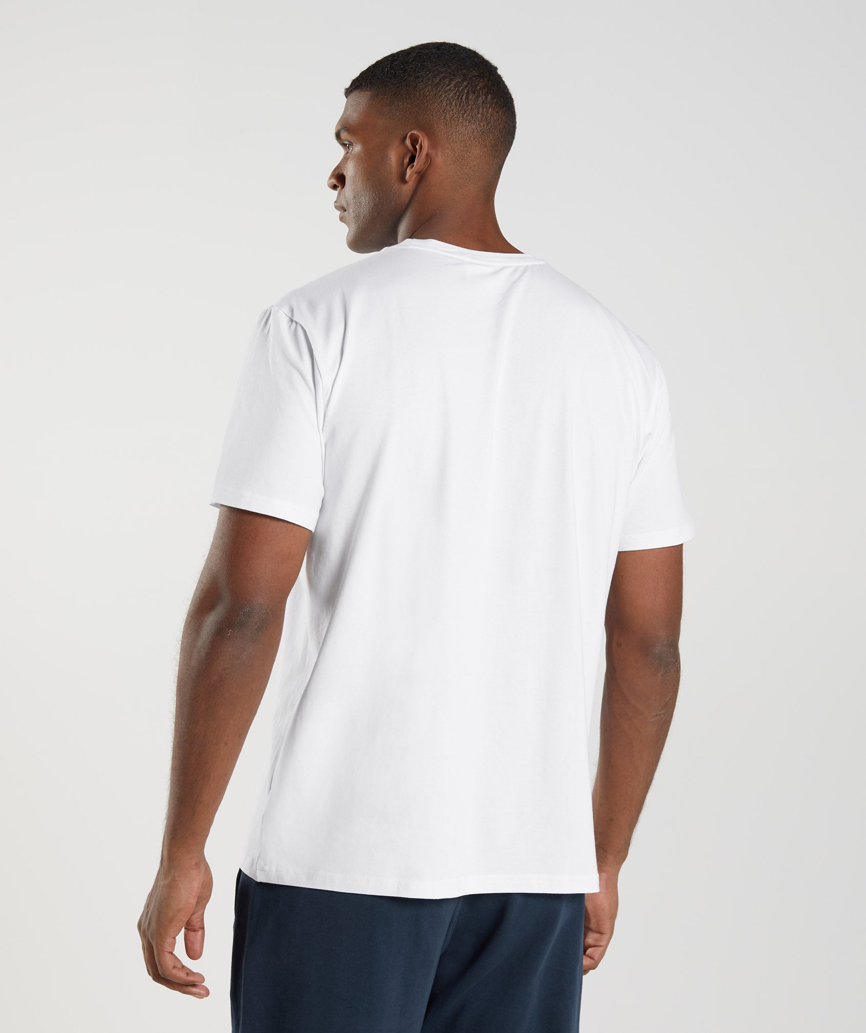 White Men's Gymshark Block T Shirts | UXYHBZ-853