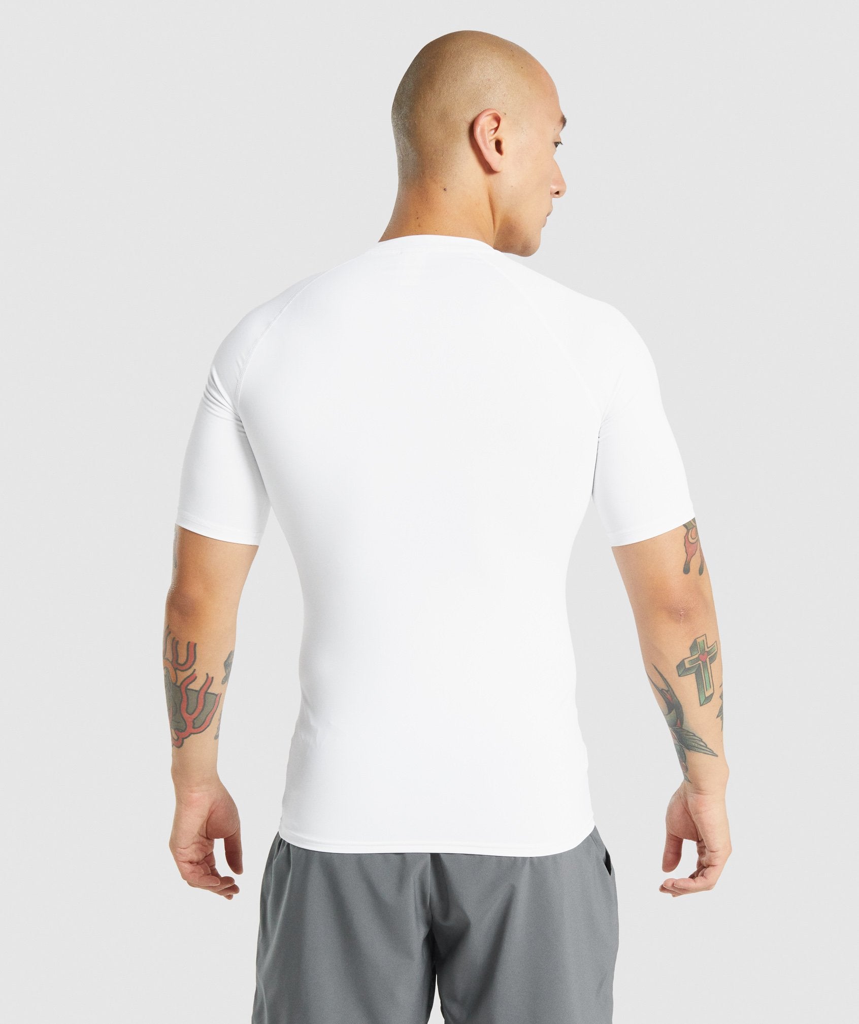 White Men's Gymshark Element Baselayer T Shirts | KIVTWM-681