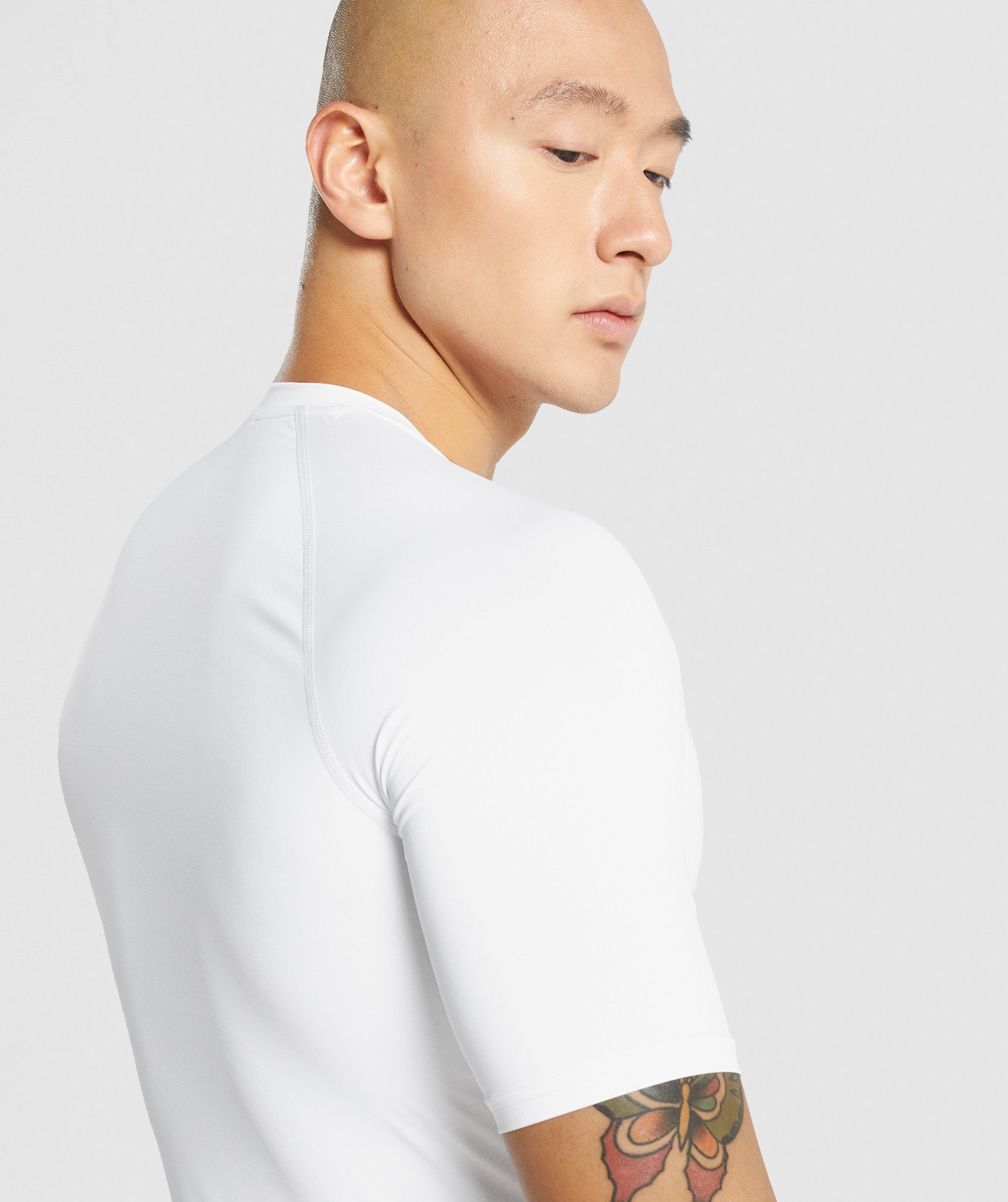 White Men's Gymshark Element Baselayer T Shirts | KIVTWM-681