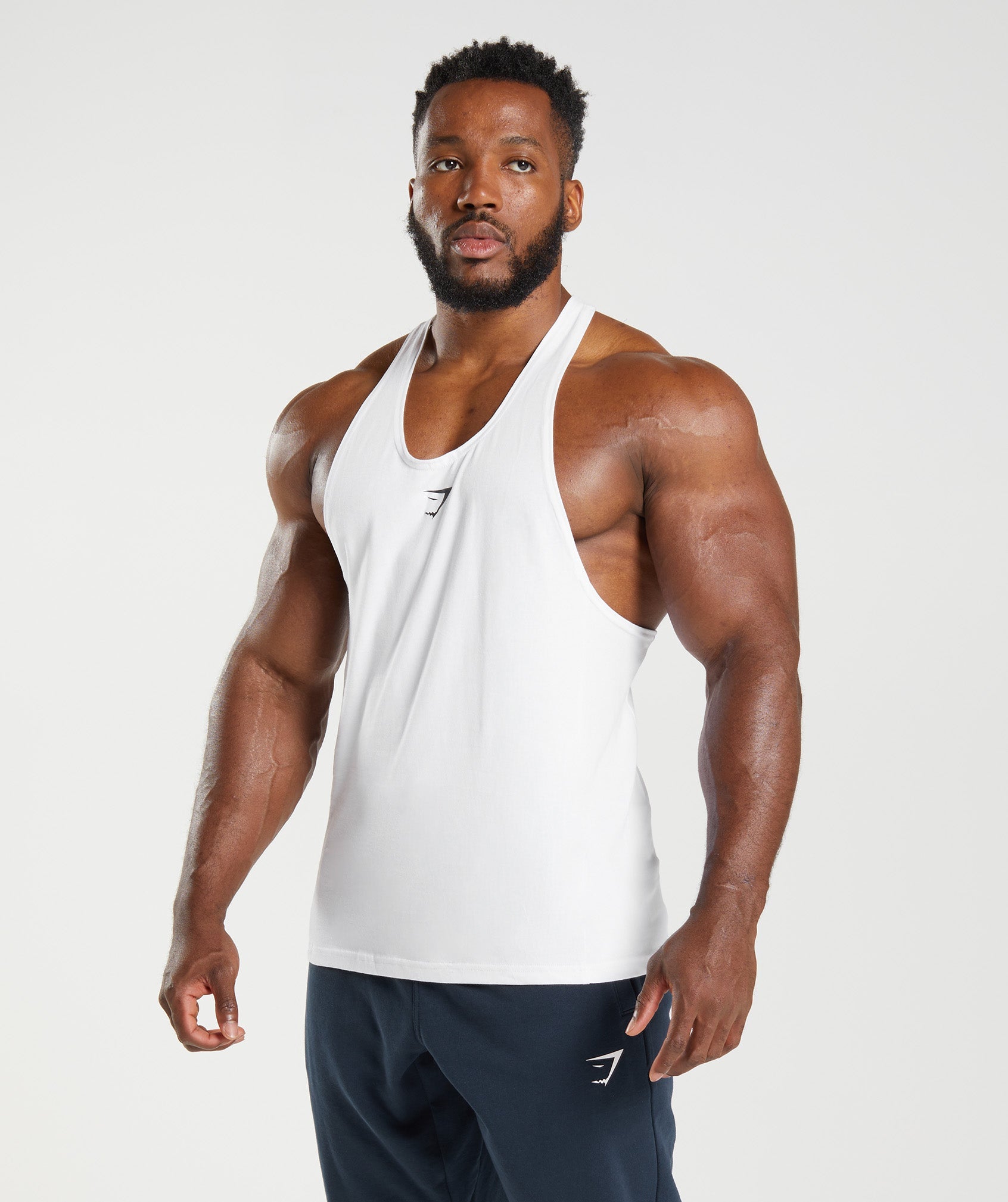 White Men\'s Gymshark React Stringer Vest | ZHSOBQ-120