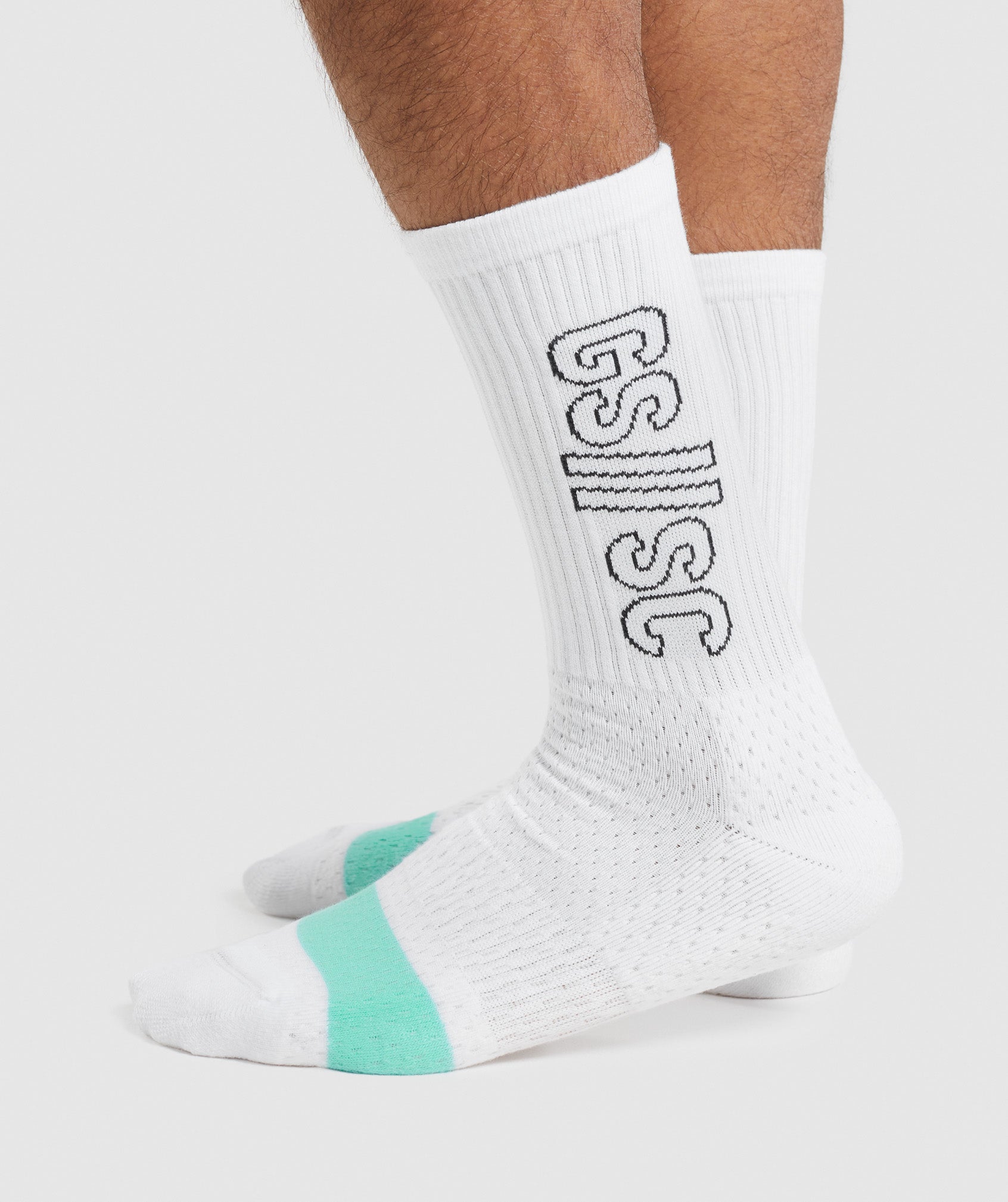 White Men's Gymshark Steve Cook Crew Socks | ETZPNC-936