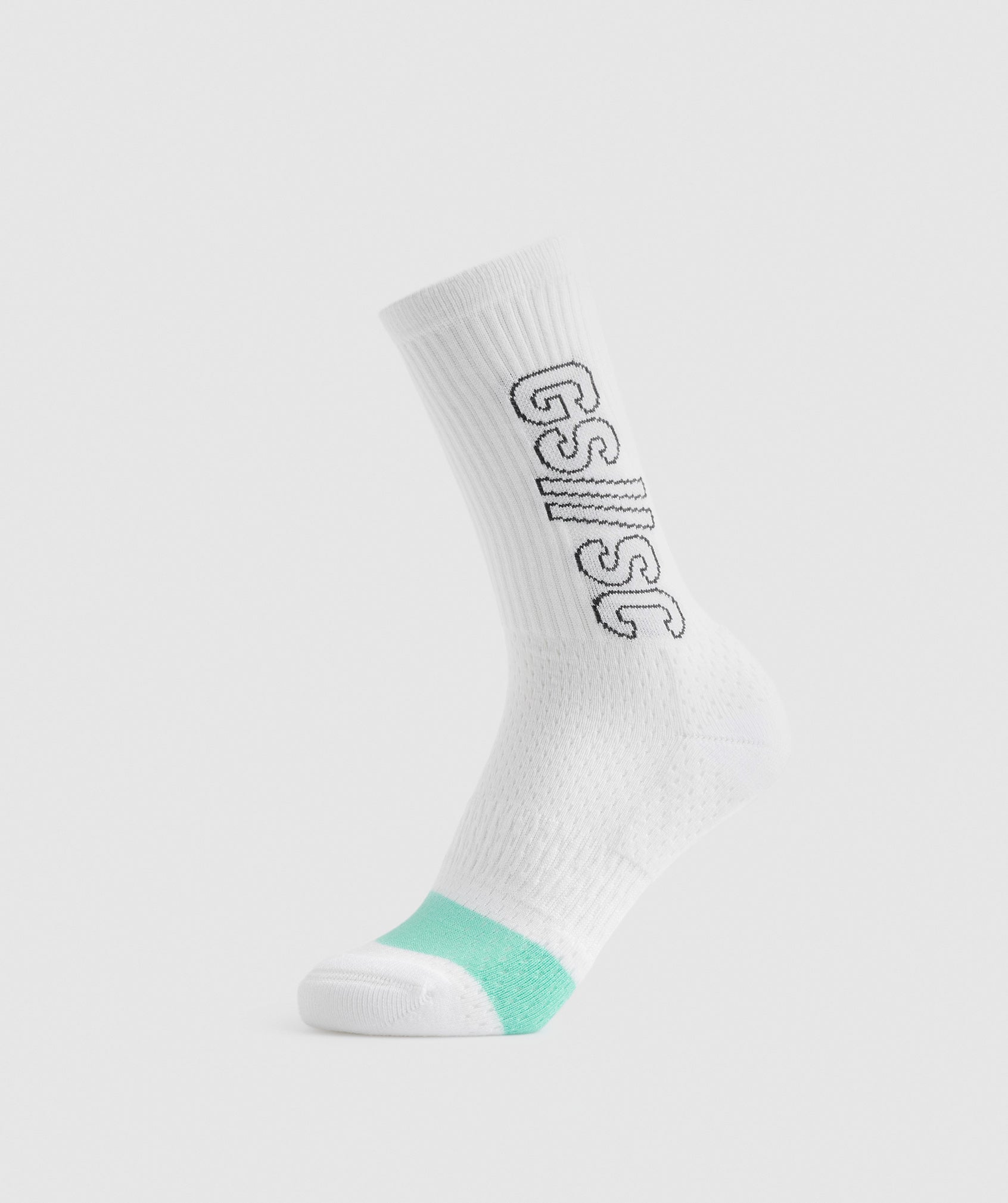 White Men\'s Gymshark Steve Cook Crew Socks | ETZPNC-936