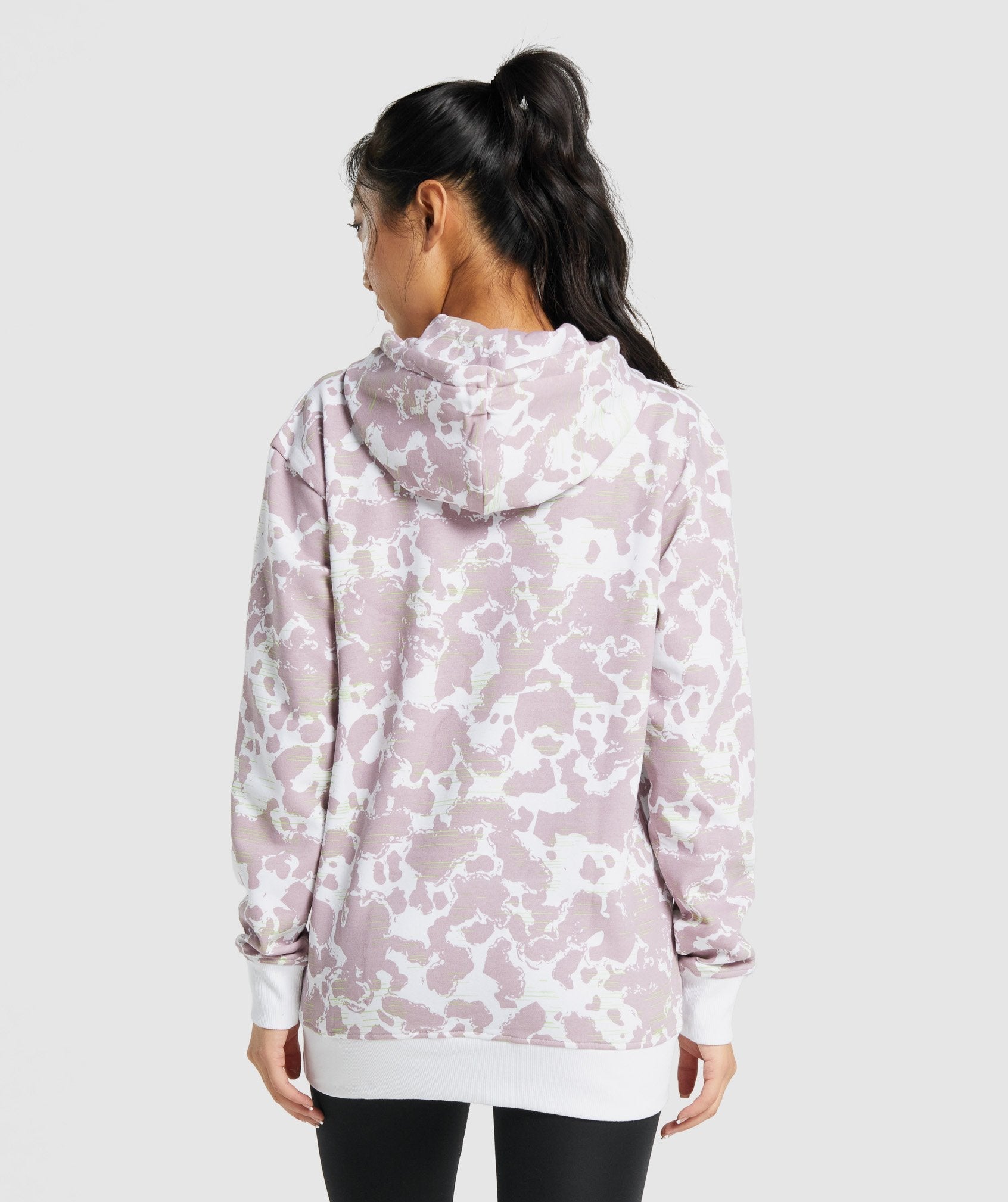 White / Purple Women's Gymshark Camo Graphic Oversized Hoodie | UONHSL-907