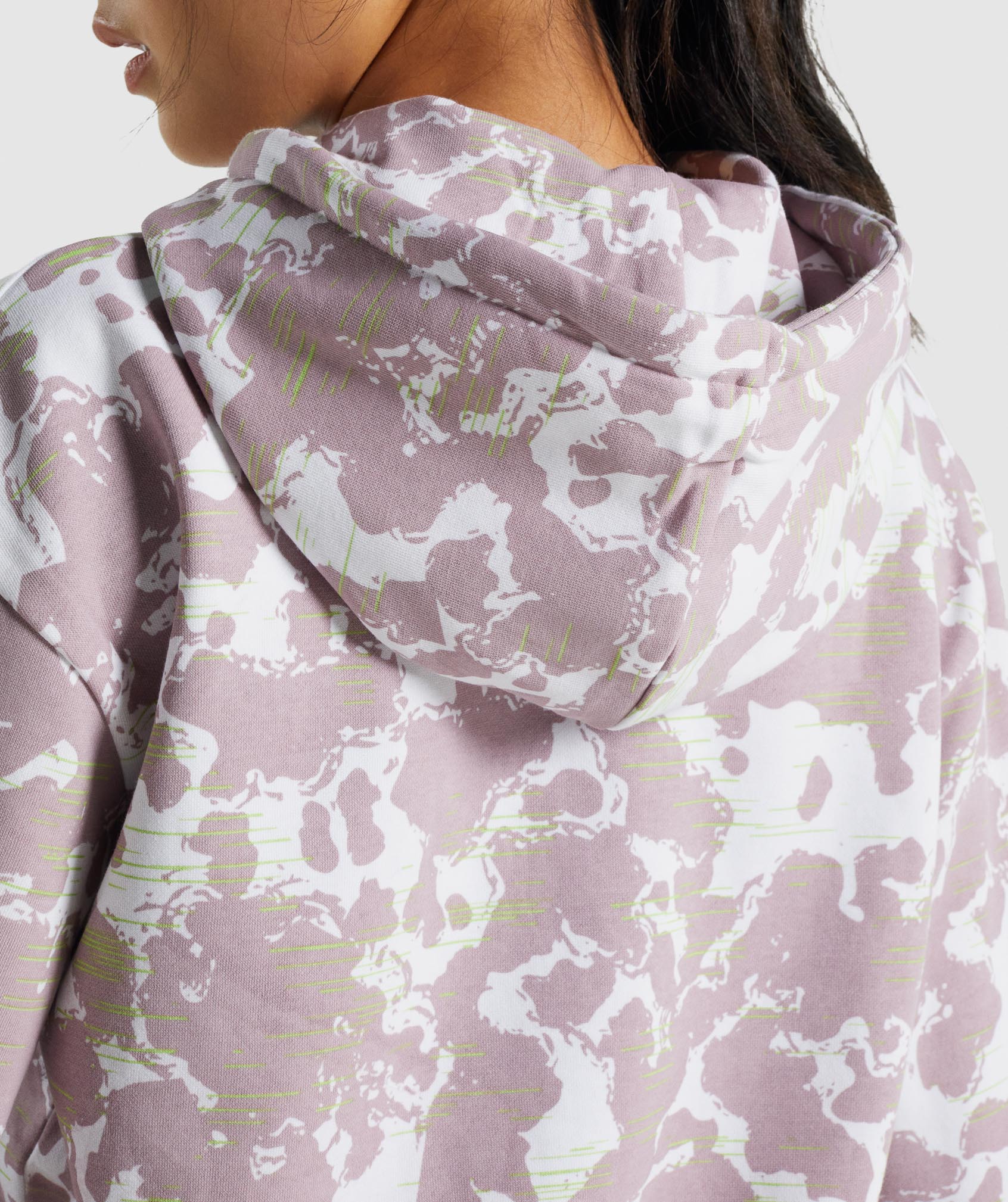 White / Purple Women's Gymshark Camo Graphic Oversized Hoodie | UONHSL-907