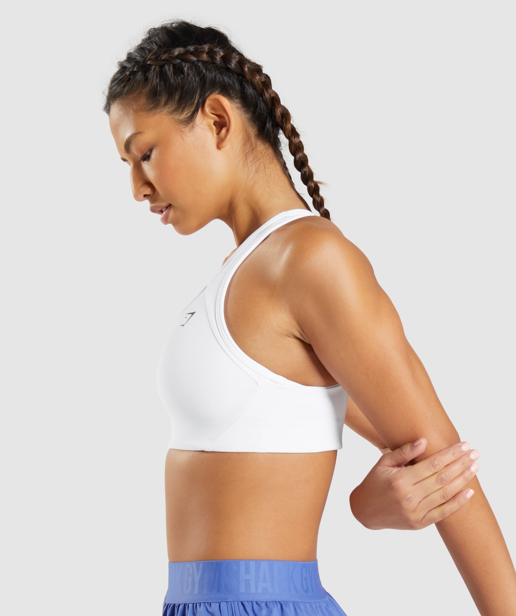 White Women's Gymshark Essential Racer Back Sports Bra | VTGJZN-693