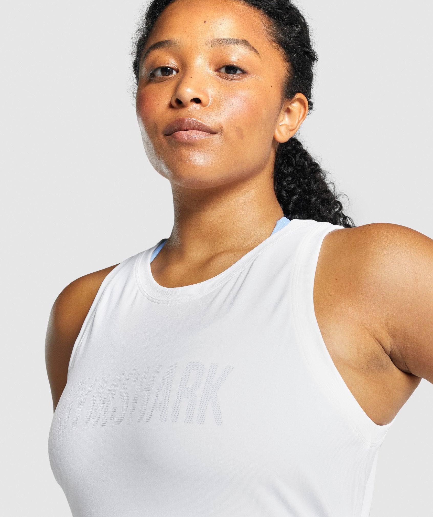 White Women's Gymshark Fit Seamless Loose Tanks | FKEQZN-593