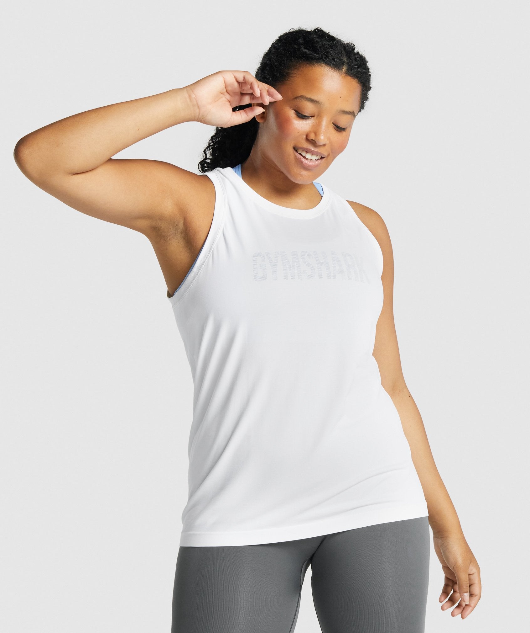 White Women\'s Gymshark Fit Seamless Loose Tanks | FKEQZN-593