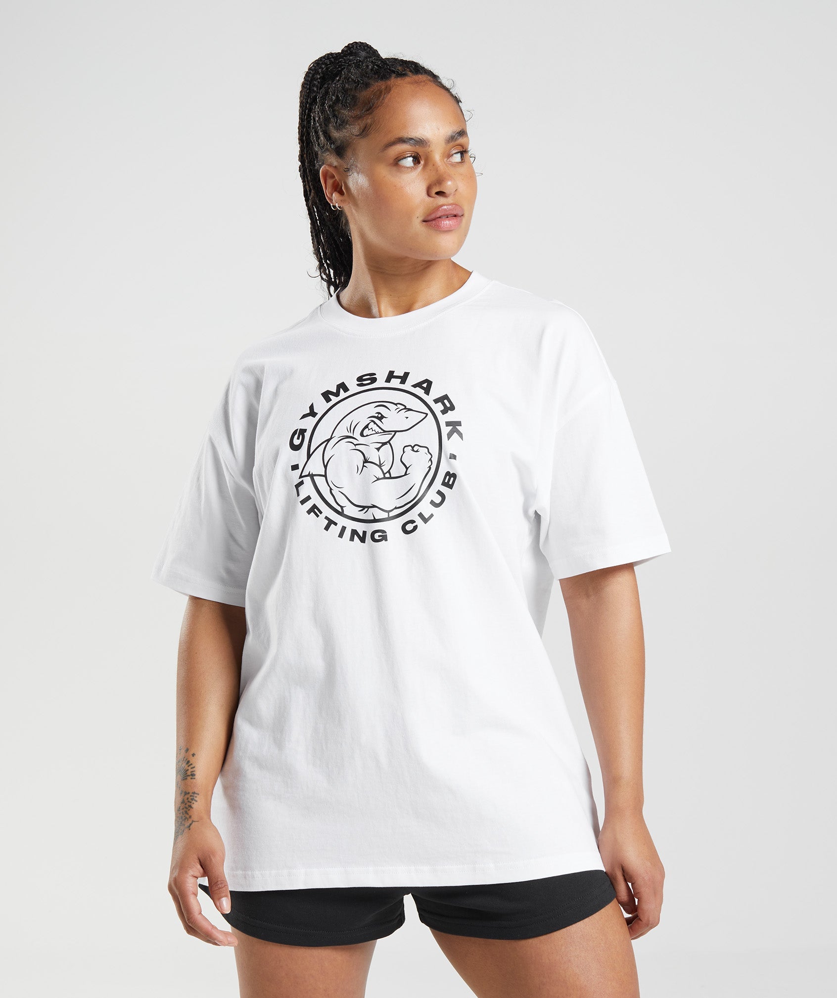 White Women\'s Gymshark Legacy Oversized T Shirts | TZNEWG-958