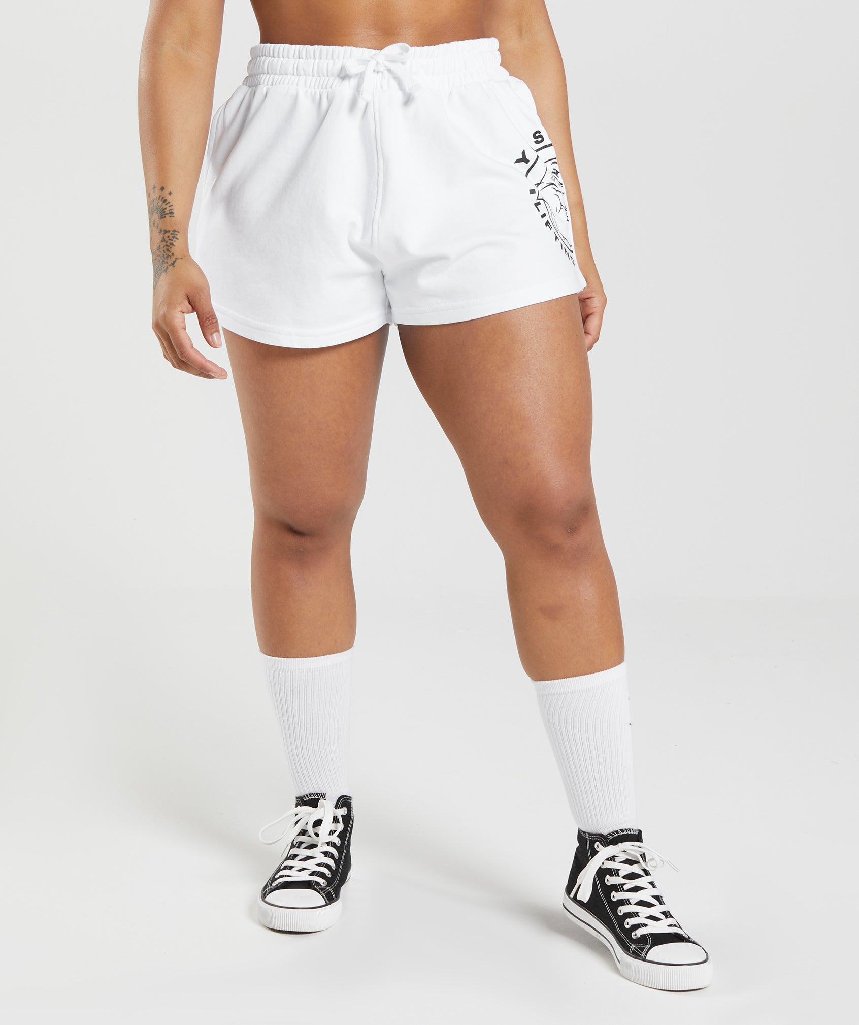 White Women\'s Gymshark Legacy Shorts | AOXEBL-025