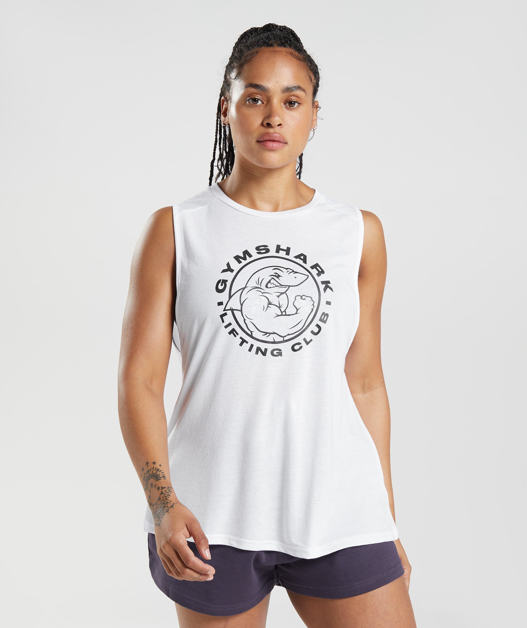 White Women\'s Gymshark Legacy Tanks | NRBFYP-439