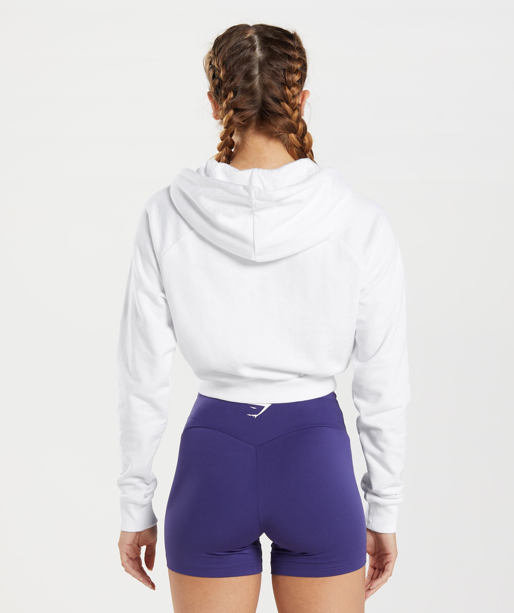 White Women's Gymshark Training Cropped Hoodie | DSMXUA-728