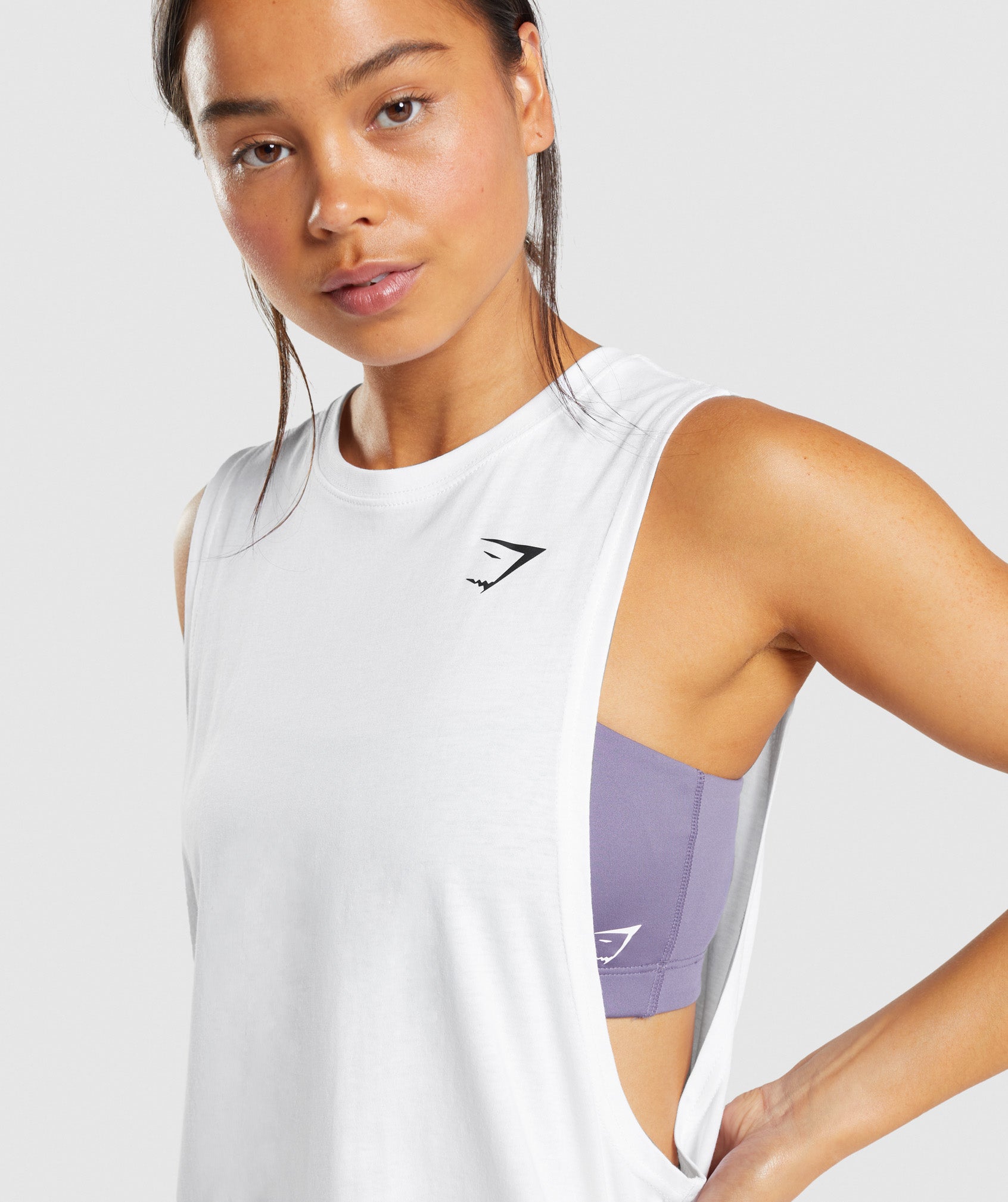 White Women's Gymshark Training Drop Arm Tanks | COQUGR-602