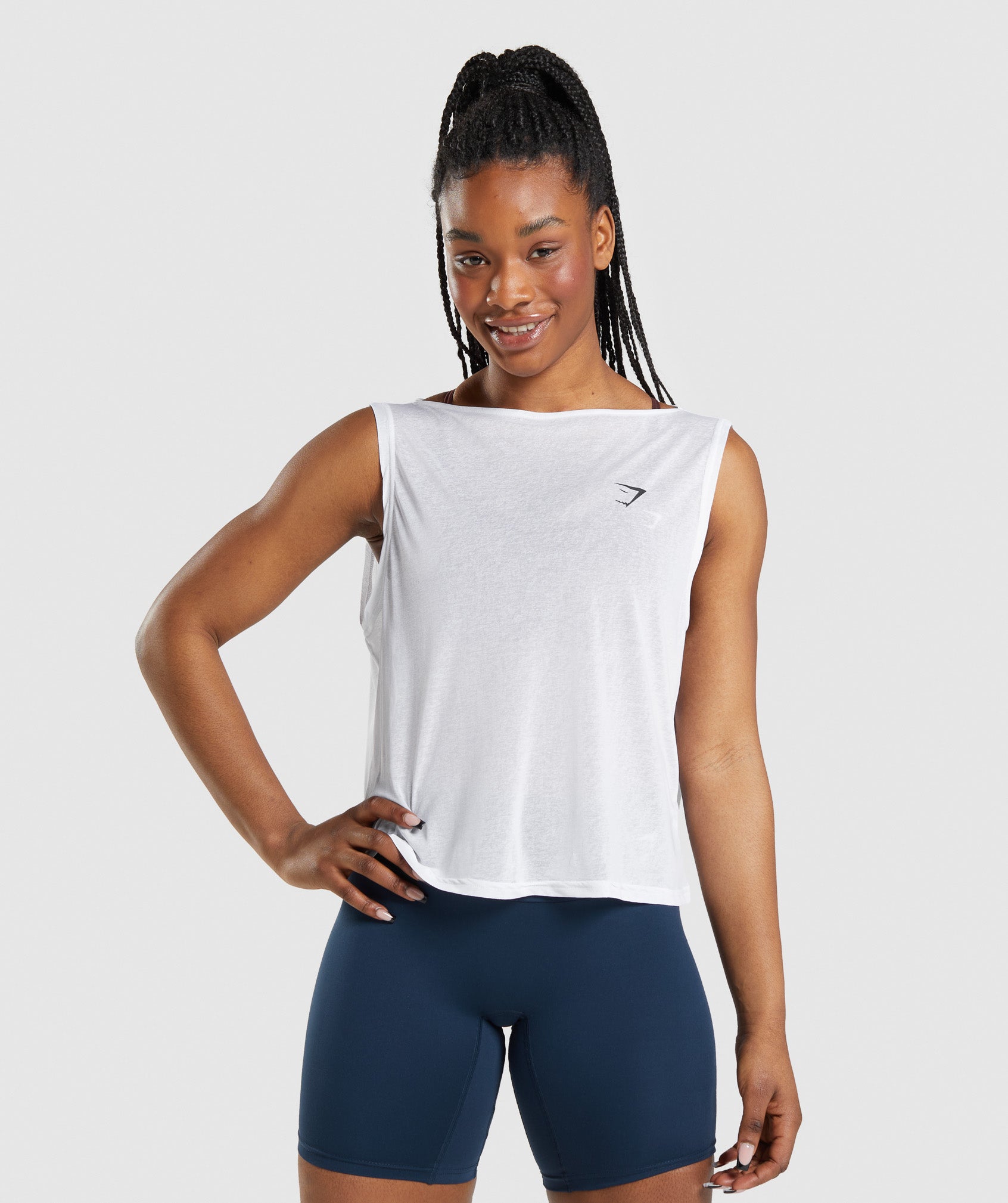 White Women\'s Gymshark Training Oversized Tanks | AZDEPQ-380