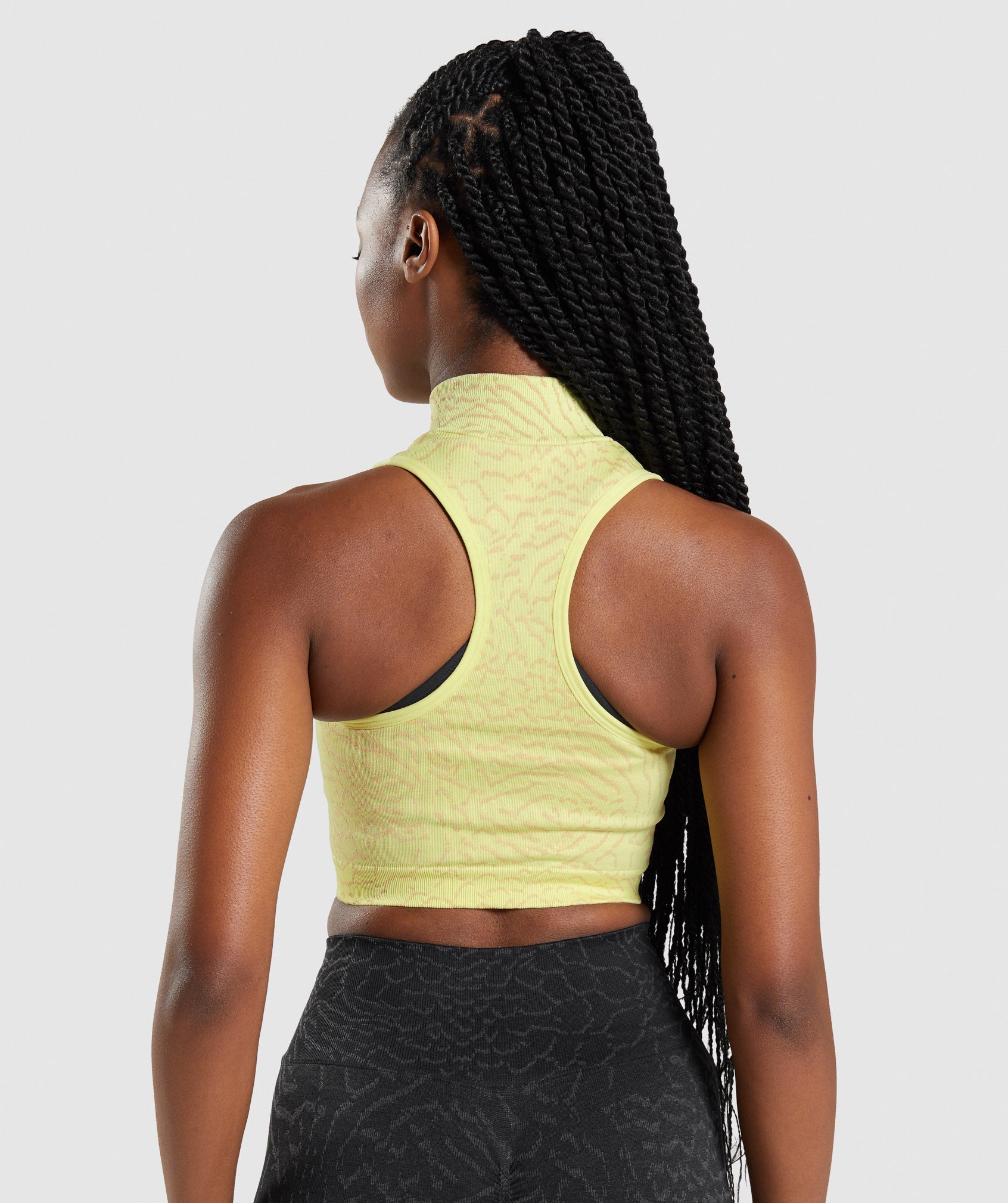 Yellow Women's Gymshark Adapt Animal Seamless Crop 1/2 Zip Tanks | KMOAEZ-561